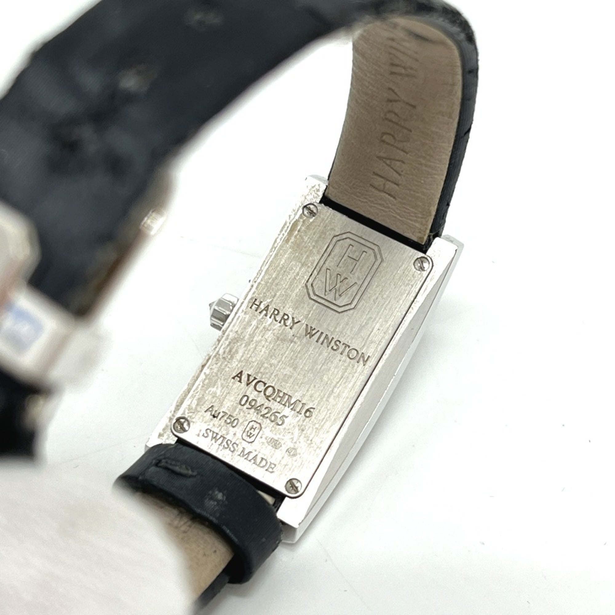 HARRY WINSTON Avenue C Mini-Uhr (AVCQHM16WW024) mit echten Diamanten, Muschelgehäuse und QuarzUhrwerk, 18KWG, Damenuhr, Silber