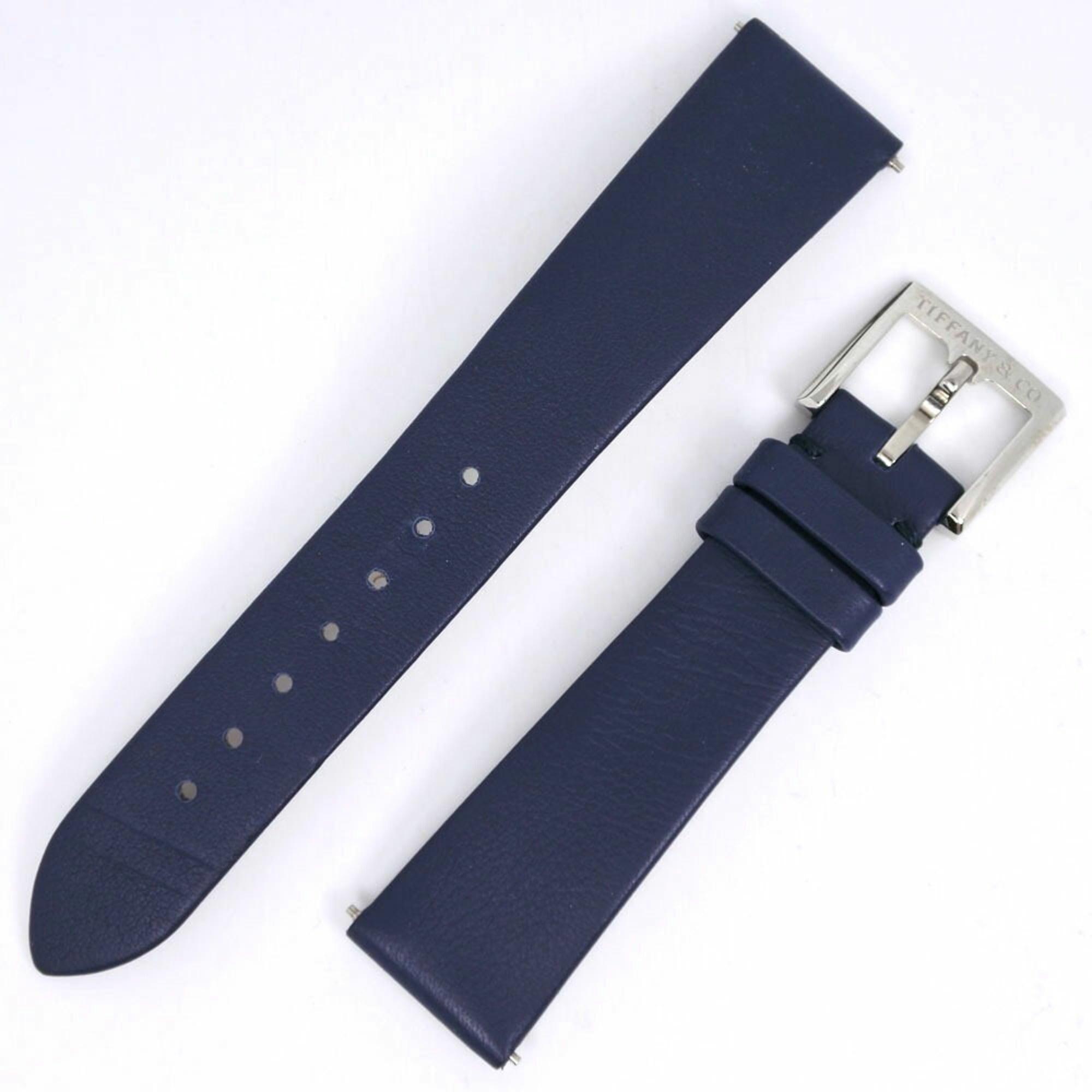 TIFFANY&Co.; Tiffany East West Mini 36668694 roestvrij staal x leer, marineblauw, kwarts, analoog display, dameshorloge