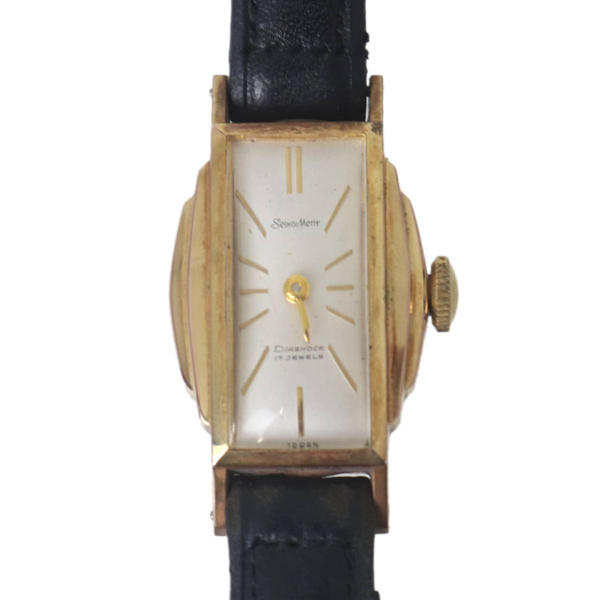 SEIKO Merit Women's Hand-Wound DiaShock 17 Jewels Watch, Gold and Black, 5257, Fits wrists from 14cm to 17.5cm