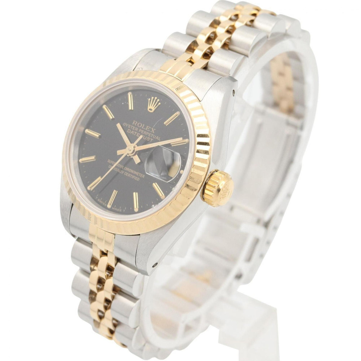 Rolex Datejust 97 Bar 18 K (69173 Schwarz, goldenes Zifferblatt, 26 mm Uhr