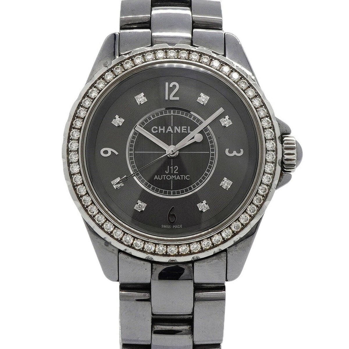 Chanel J12 mit Diamantlünette H2566, graues Zifferblatt 39mm Uhr