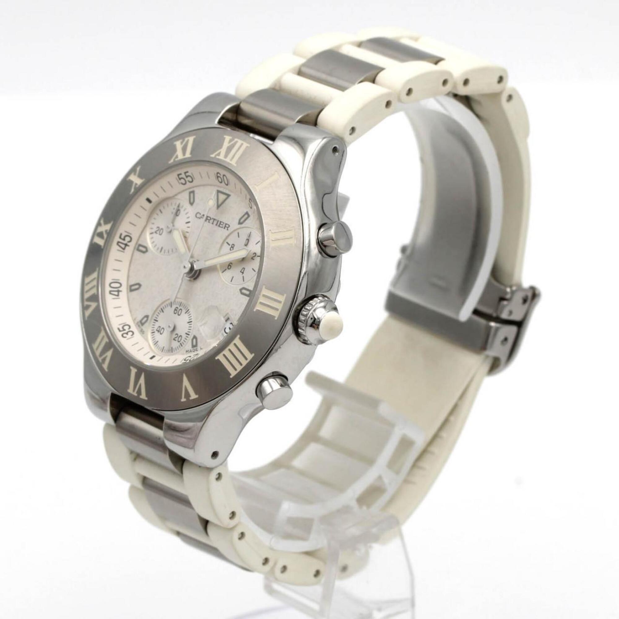 Cartier Chronoscaph LM W10184U2 Silver Dial 38mm Watch