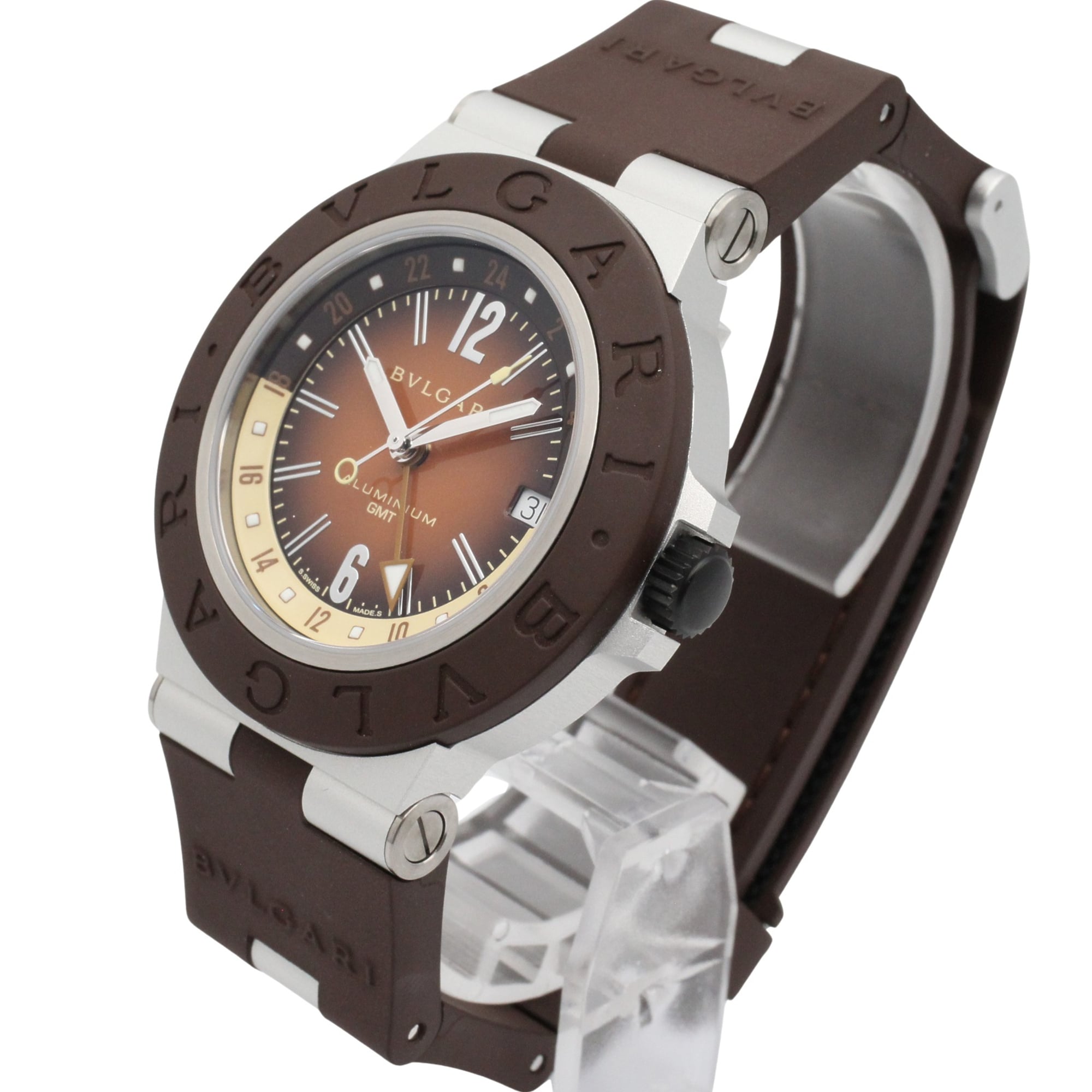 中古 ブルガリ BVLGARI BB40ATGMT ブラウン メンズ 腕時計 Buy Bvlgari Aluminum BB40ATGMT | Free Shipping | Montredo