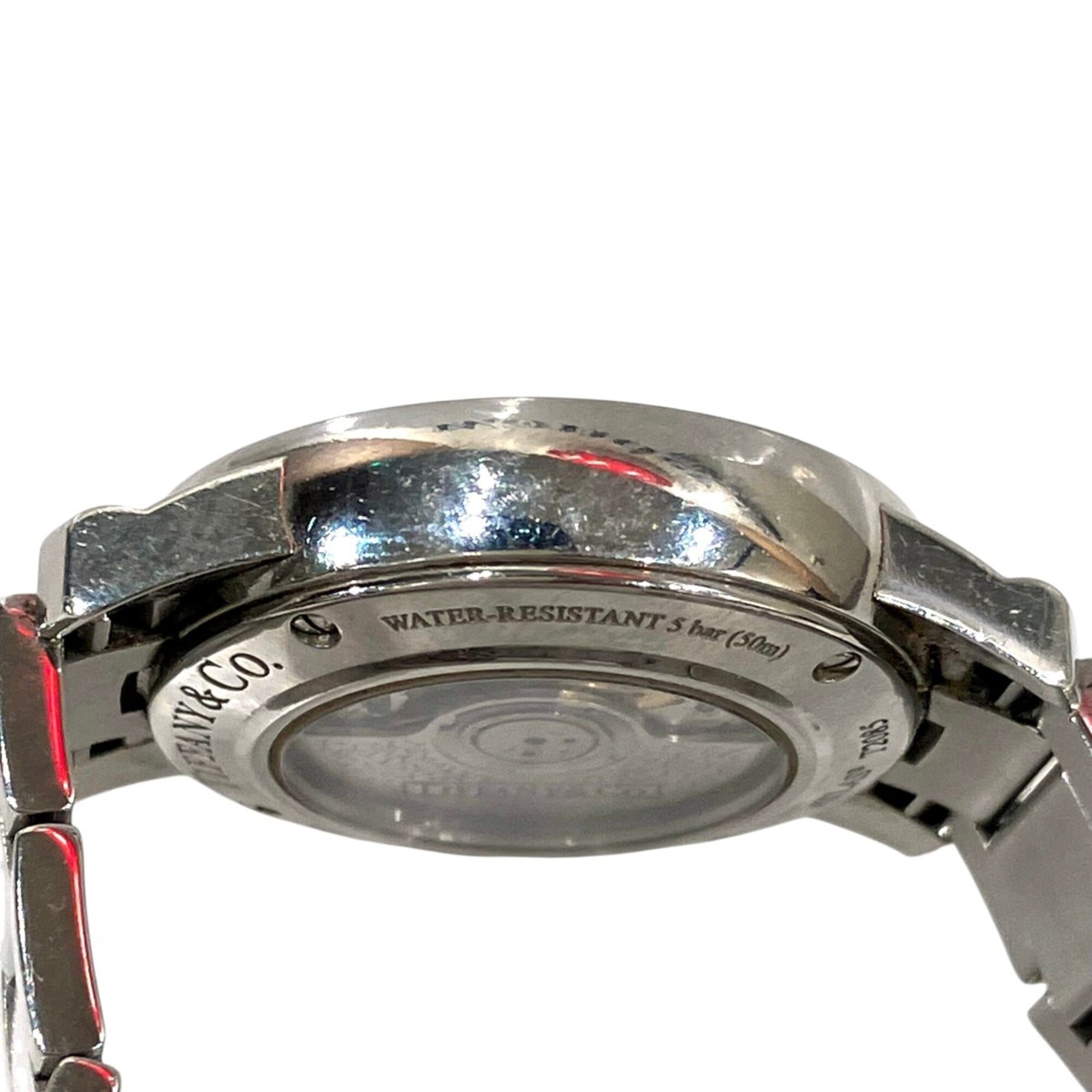 Montre Atlas Dome Tiffany &amp; Co., poids total : 64 g, acier inoxydable, mouvement Automatique, cadran argenté, référence Z1830.68.10A21A00A