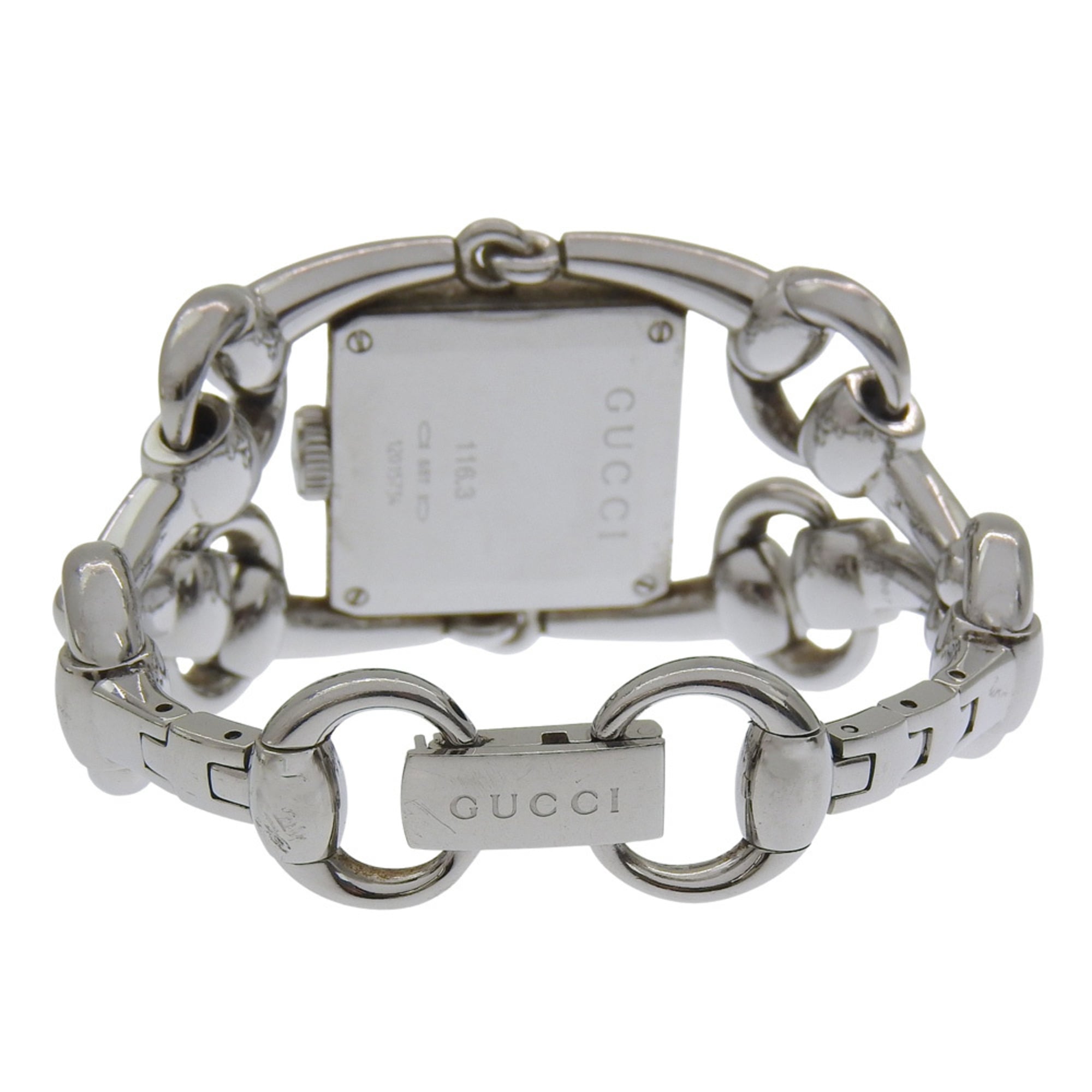Gucci Signoria-horloge, 116,3 mm, roestvrij staal, quartz uurwerk, analoge wijzerplaat, witte wijzerplaat, damesmodel