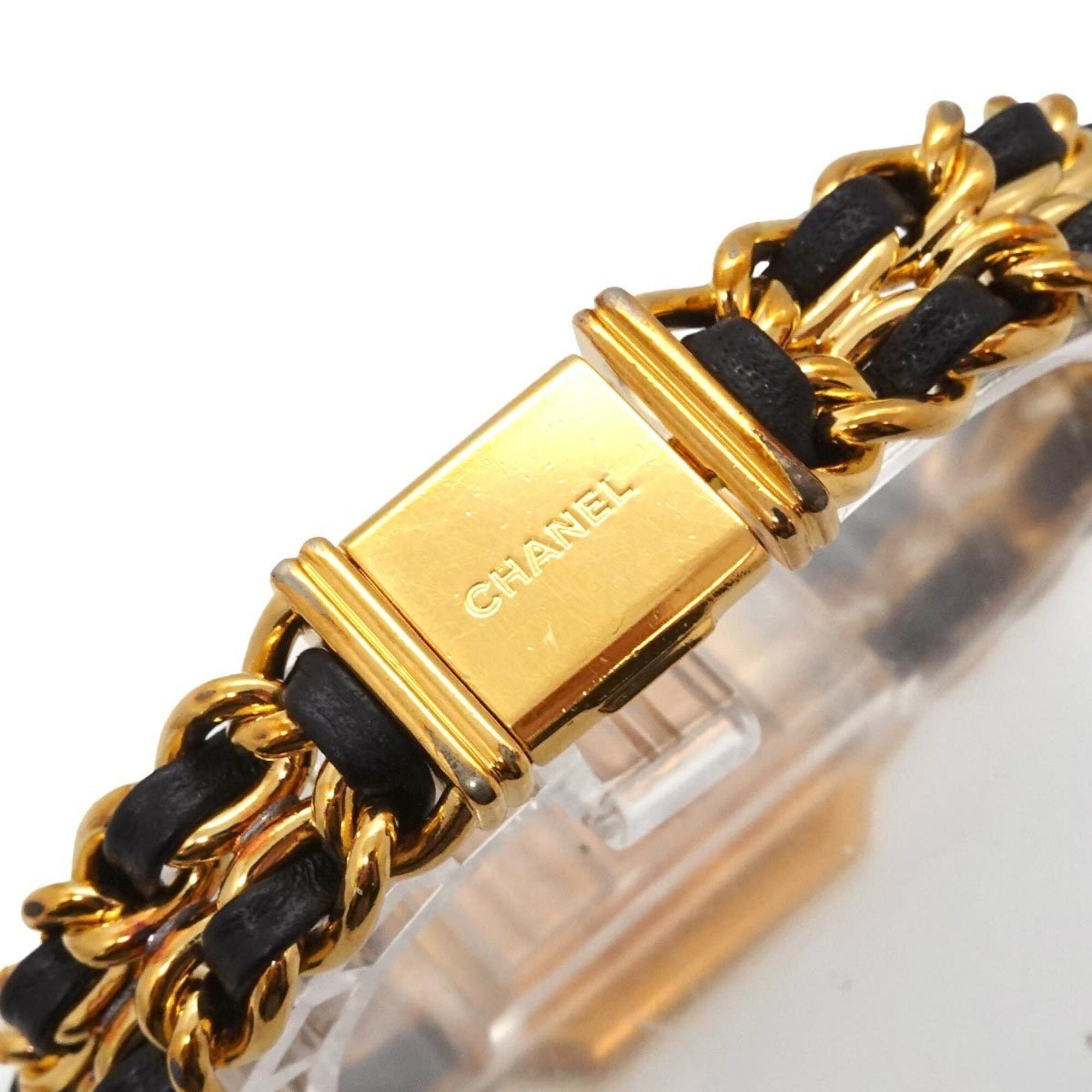 Chanel Premiere Large Size H0001 Wo Black Gold Quartz