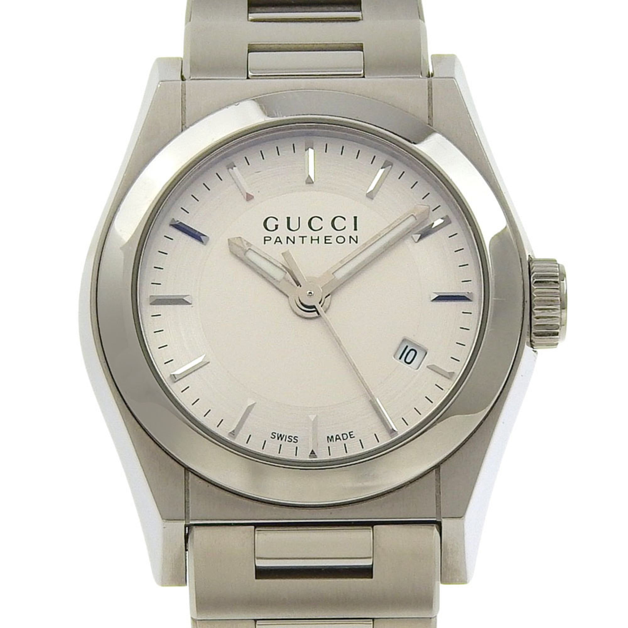 Gucci Pantheon Watch 115.5 Stainless Steel Quartz Analog Silver Dial Women's