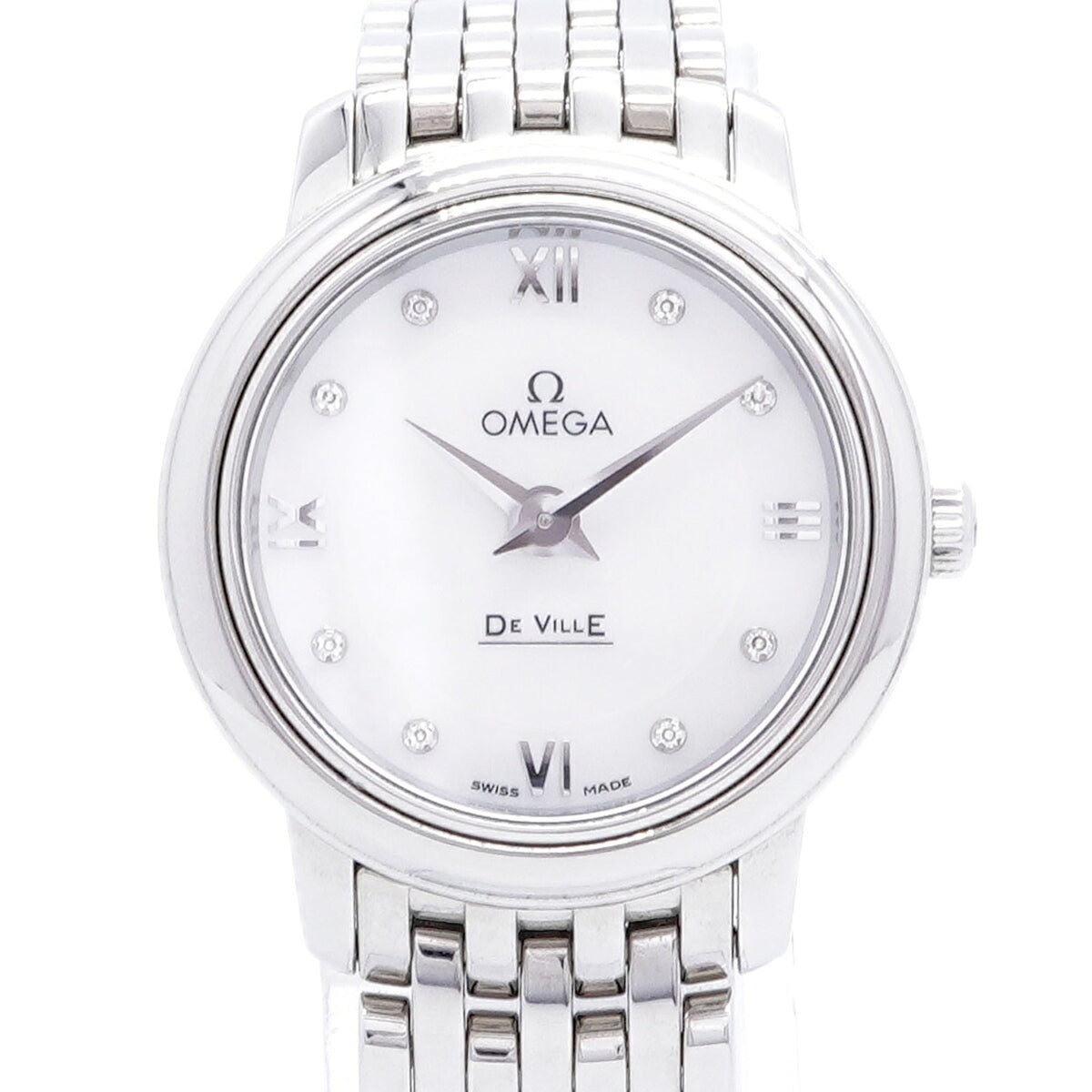 Omega De Ville Prestige 8-Diamond 424.10.24.60.55.001 Horloge met witte wijzerplaat, 24 mm