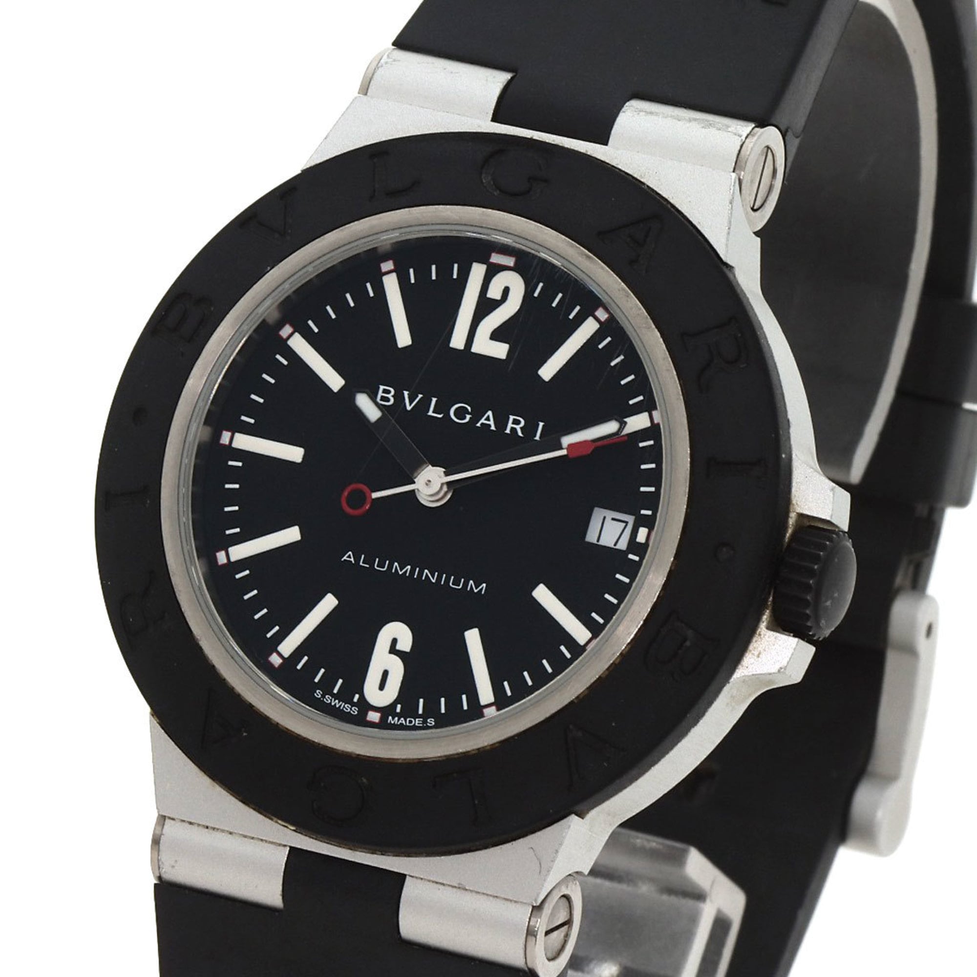 BVLGARI BB40AT Aluminium Date-horloge met rubberen band voor heren
