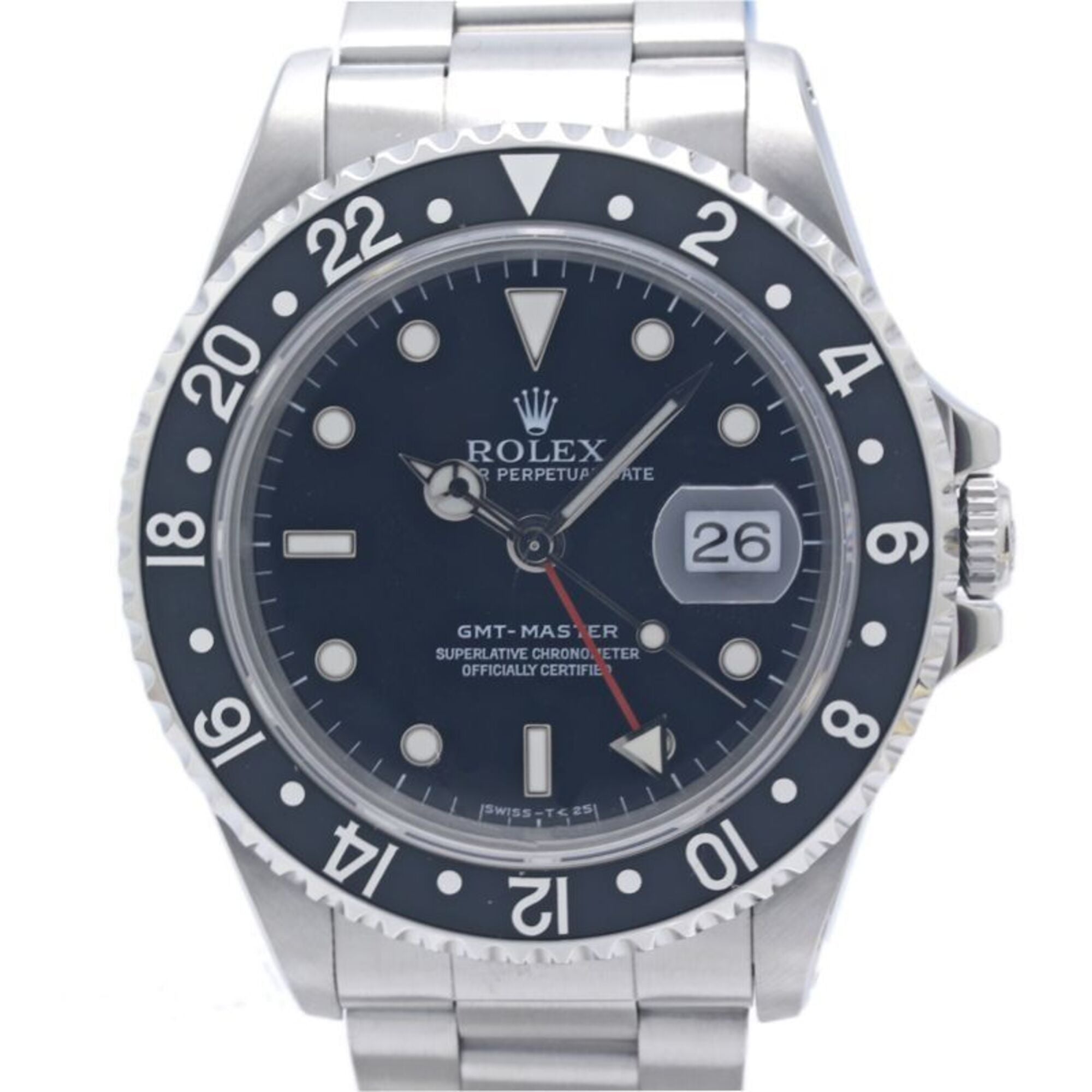 ROLEX GMT-Master II Single Buckle 16700 All Tritium Men's Watch SS 40372