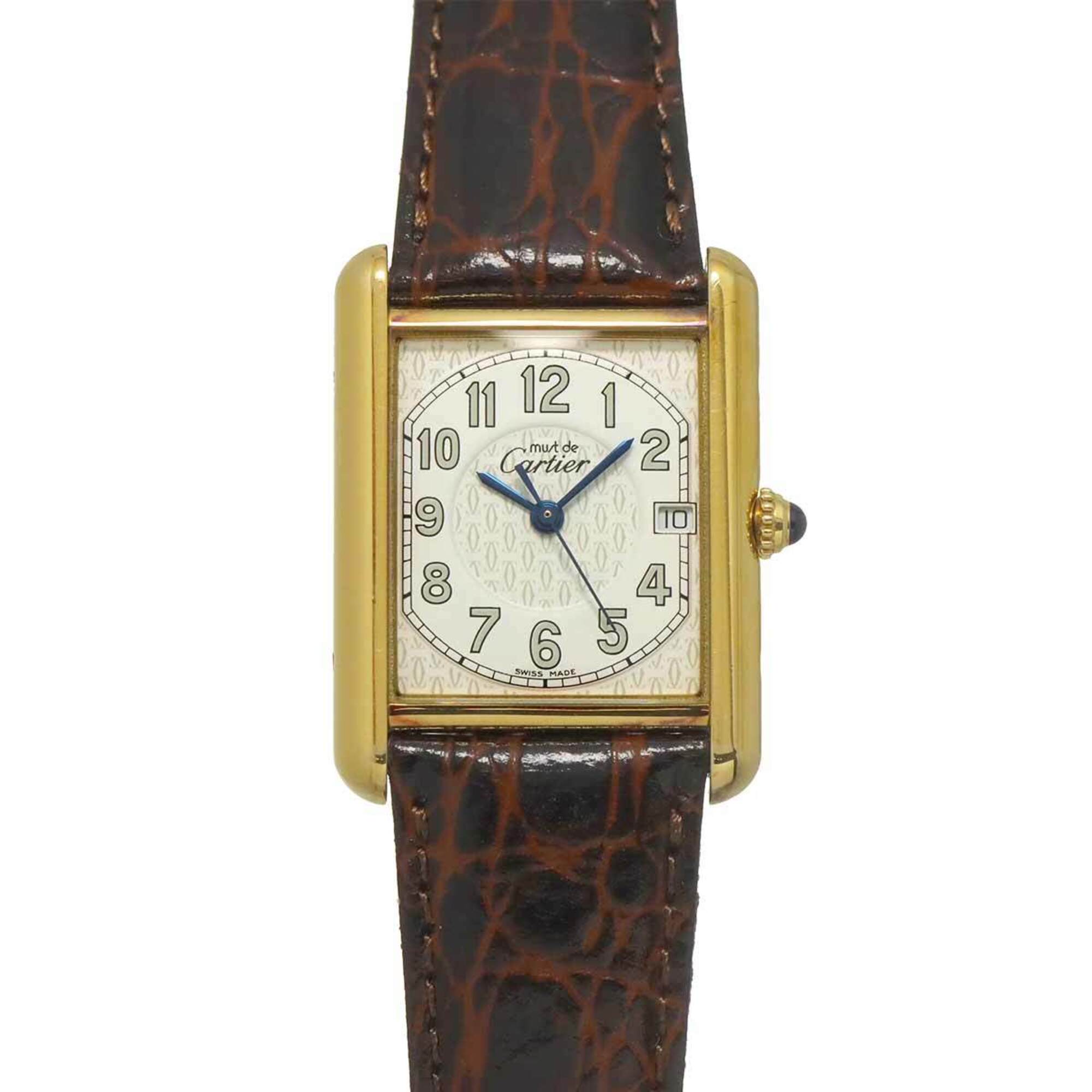 Cartier Must Tank Vermeil XL W1013954 Men's Watch White SV925 Quartz