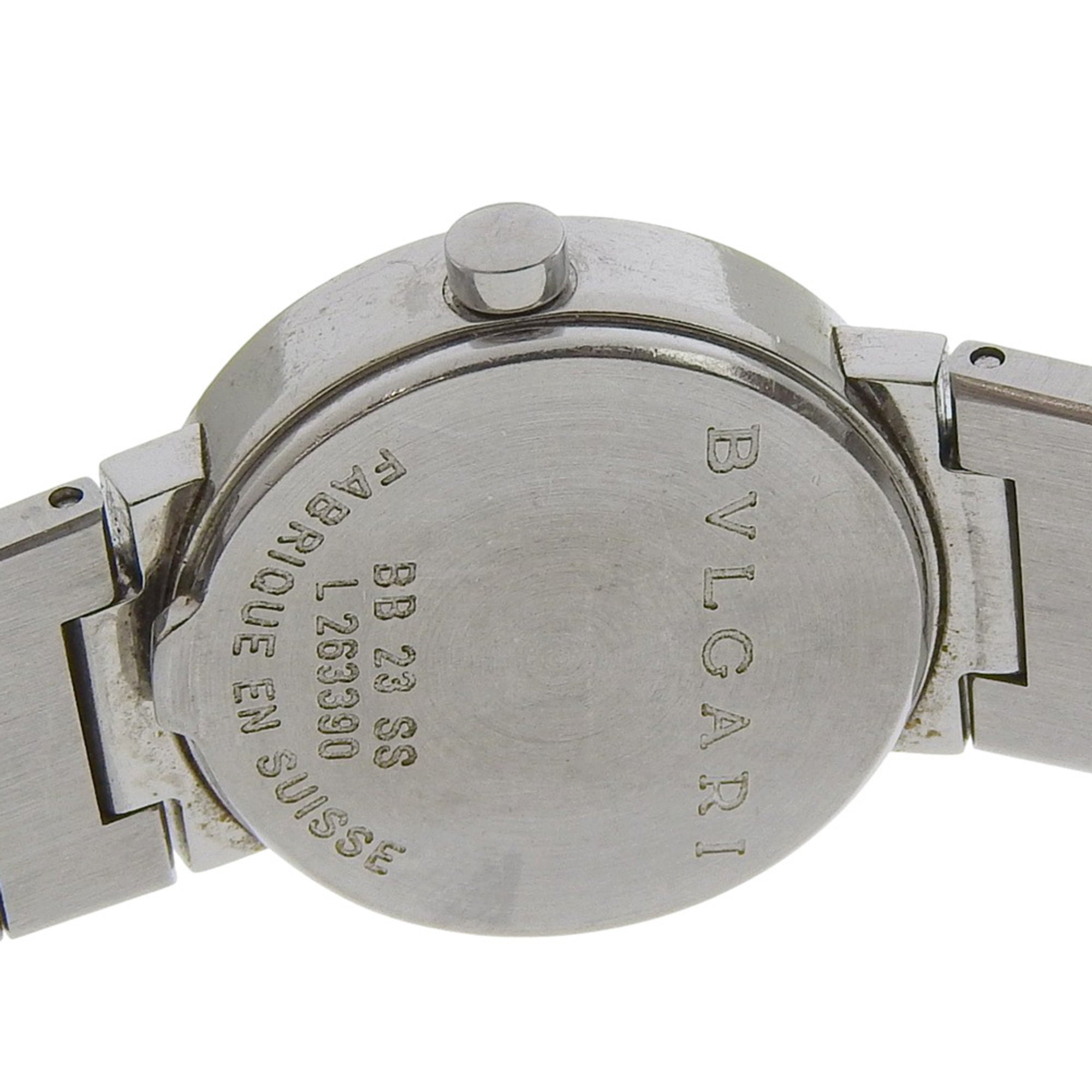 BVLGARI polshorloge BB23SS roestvrij staal, quartz, analoog display, zwarte wijzerplaat, damesmodel