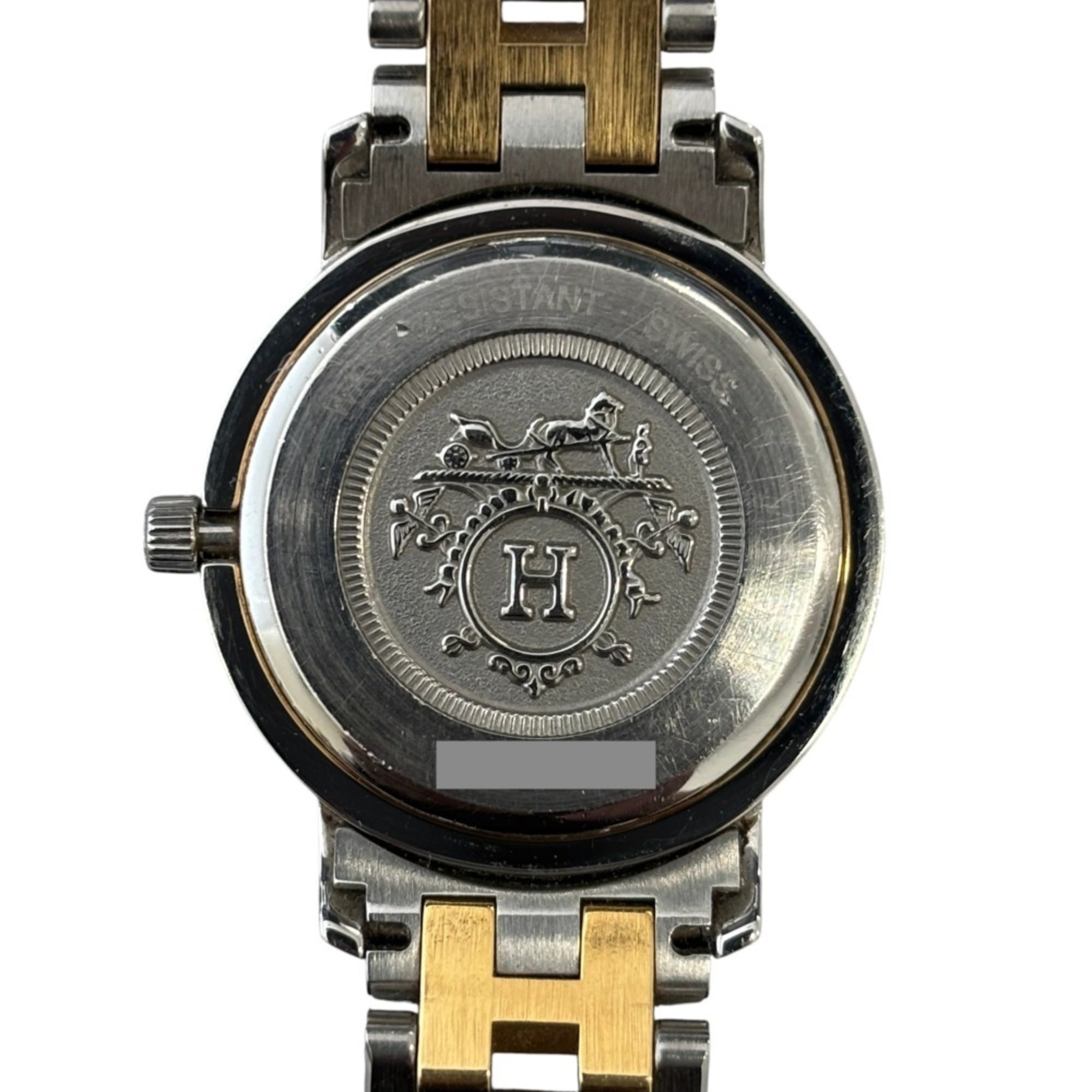 Hermes Clipper Combination Women's Quartz Watch CL3.240 White Dial with Silver and Gold Colors