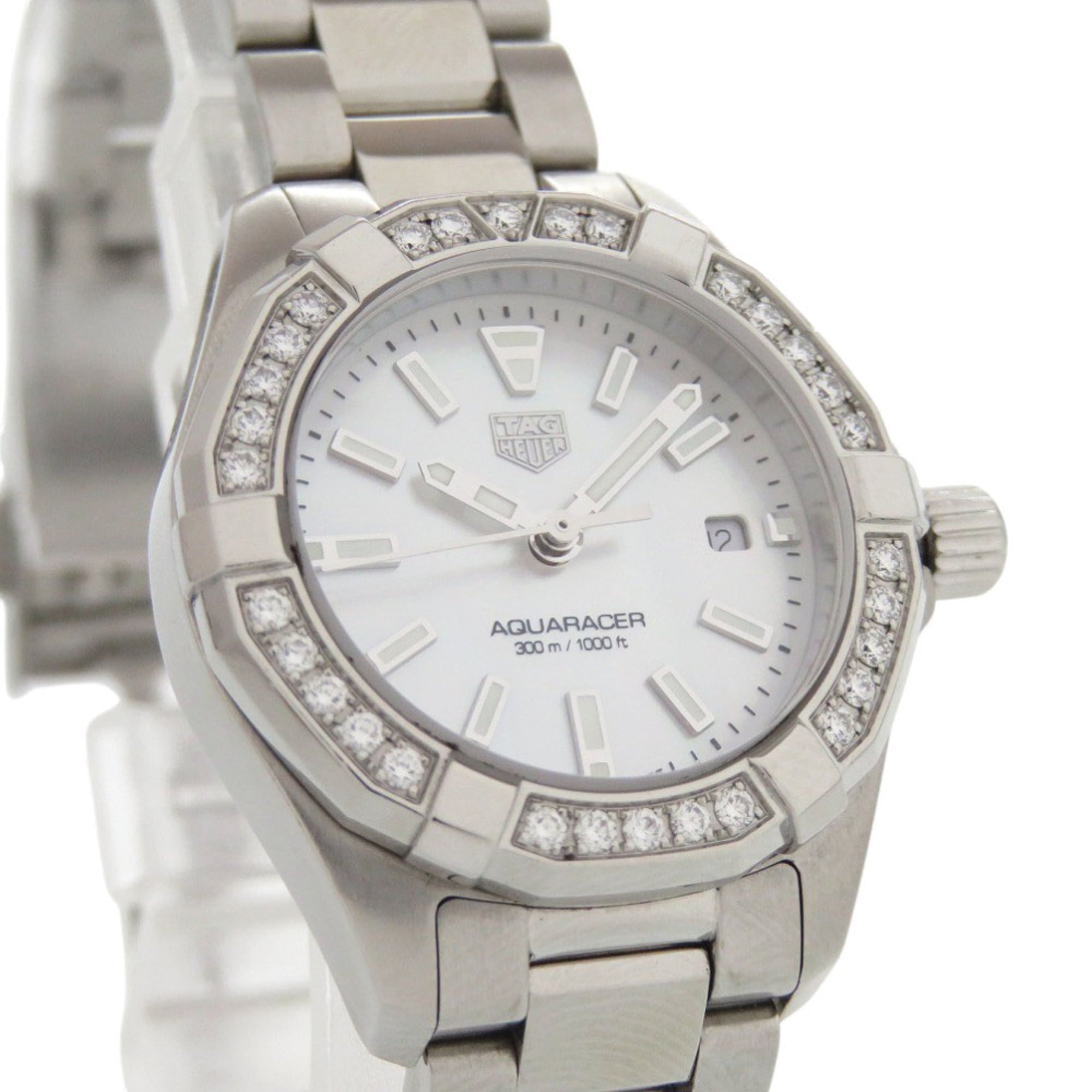 TAG Heuer Aquaracer met diamanten lunette WBD1413.BA0741 Roestvrij staal Witte wijzerplaat Kwartshorloge 0235 HEUER