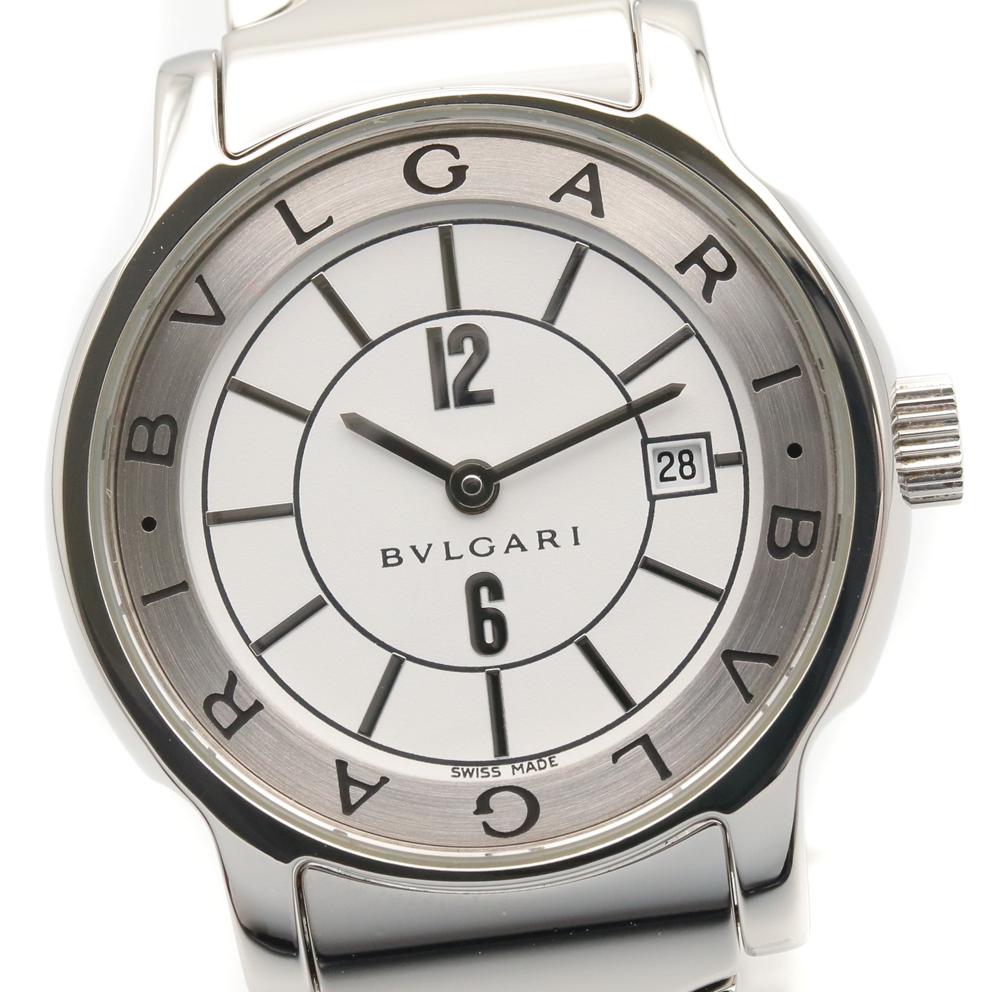 Montre Bulgari BVLGARI Solo Tempo, acier inoxydable, pour femme, Blanc (ST29S)