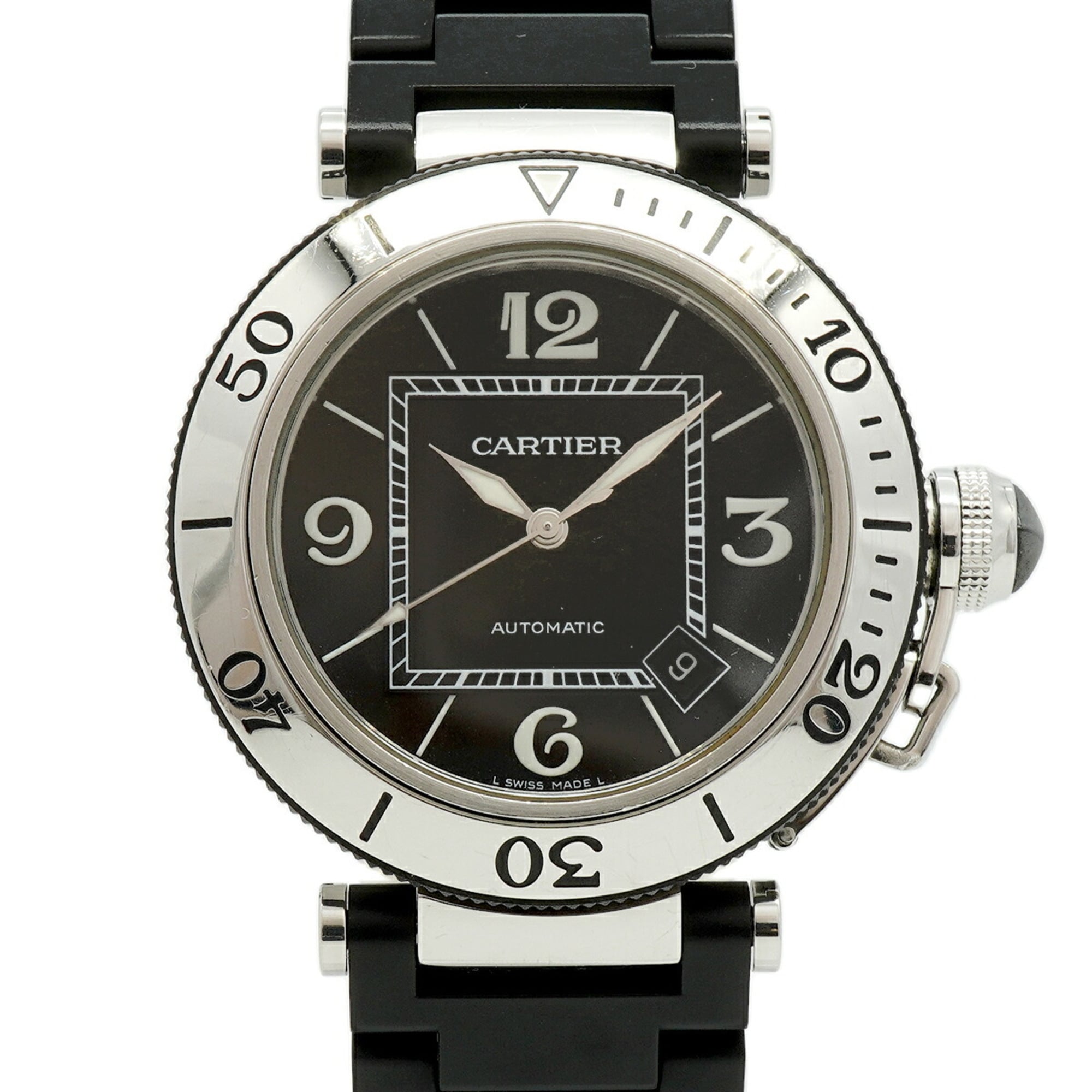 Montre Cartier Pasha Seatimer Date W31077U2 Noir Cadran 40mm