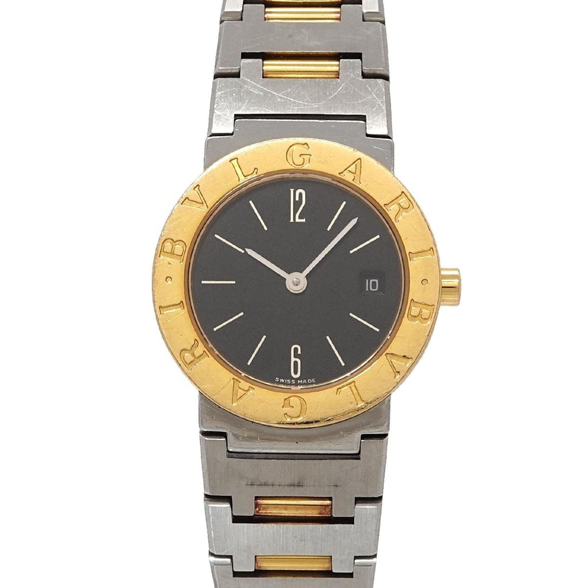 BVLGARI BB26SGD Wo Date Black YG Yellow Gold Quartz