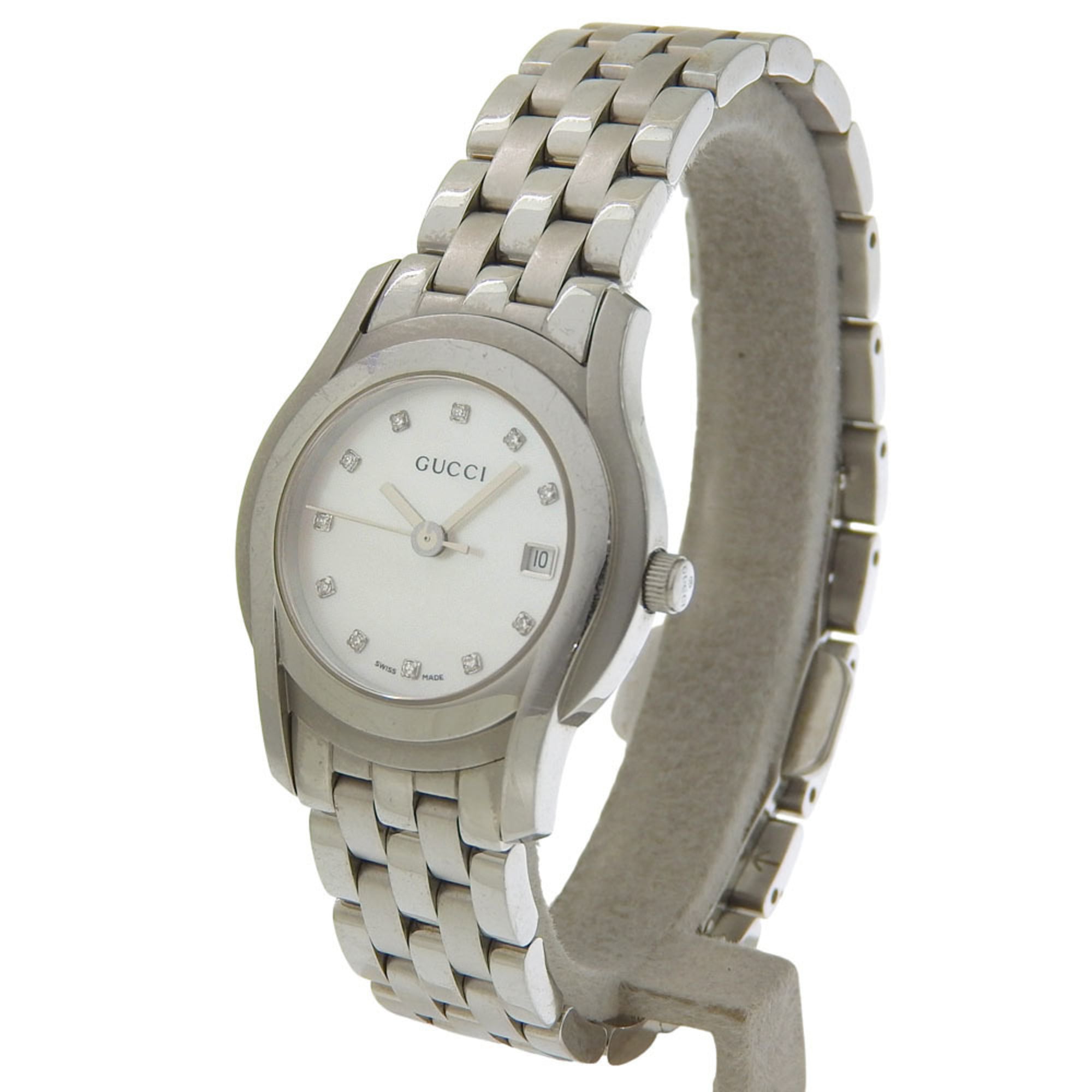 Gucci 5500L Stainless Steel Quartz Analog Watch with White Mother-of-P