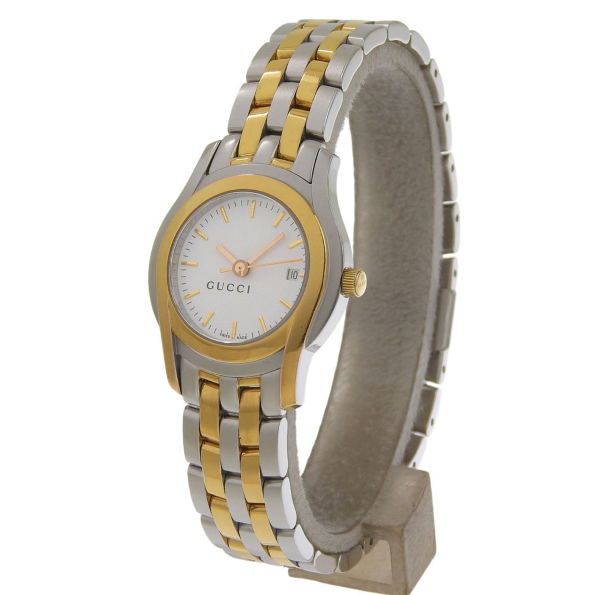 Gucci GUCCI watch 5500L stainless steel x gold plated quartz analog display white dial women's