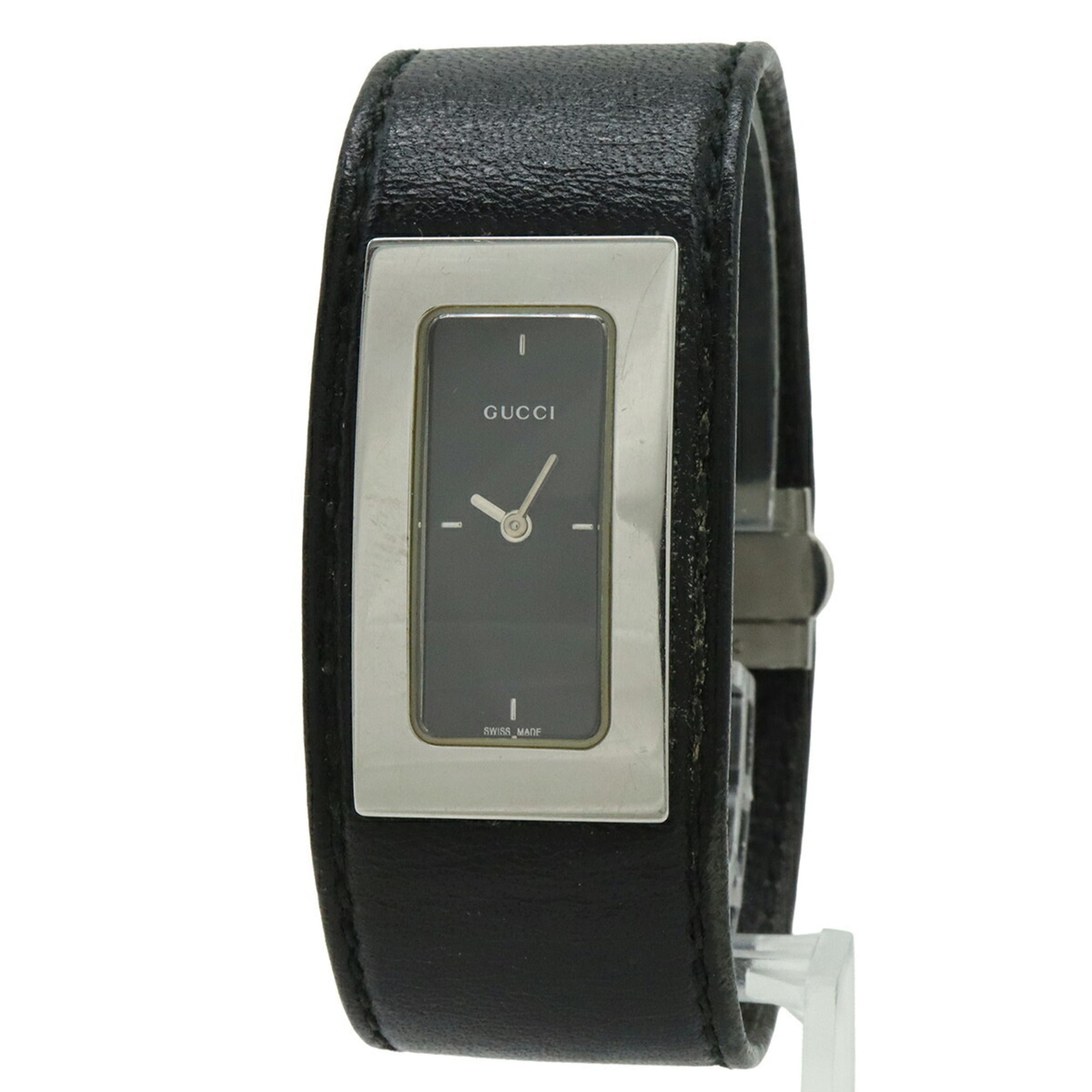 GUCCI Women's Quartz Watch 7800S, Black Dial, Stainless Steel, Leather Strap