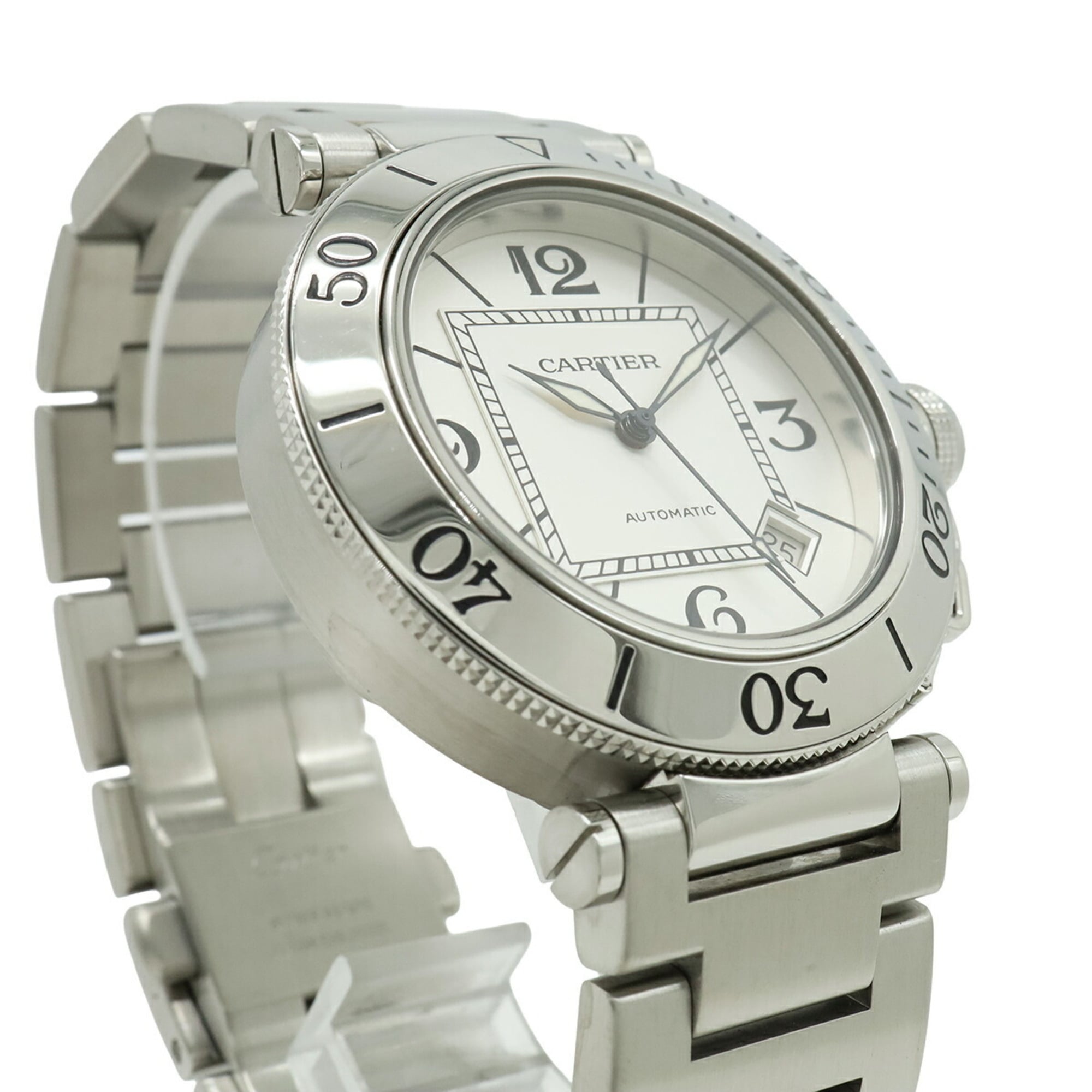 Cartier Pasha Seatimer, Silber Zifferblatt, Automatikwerk, Herrenuhr, W31080M7