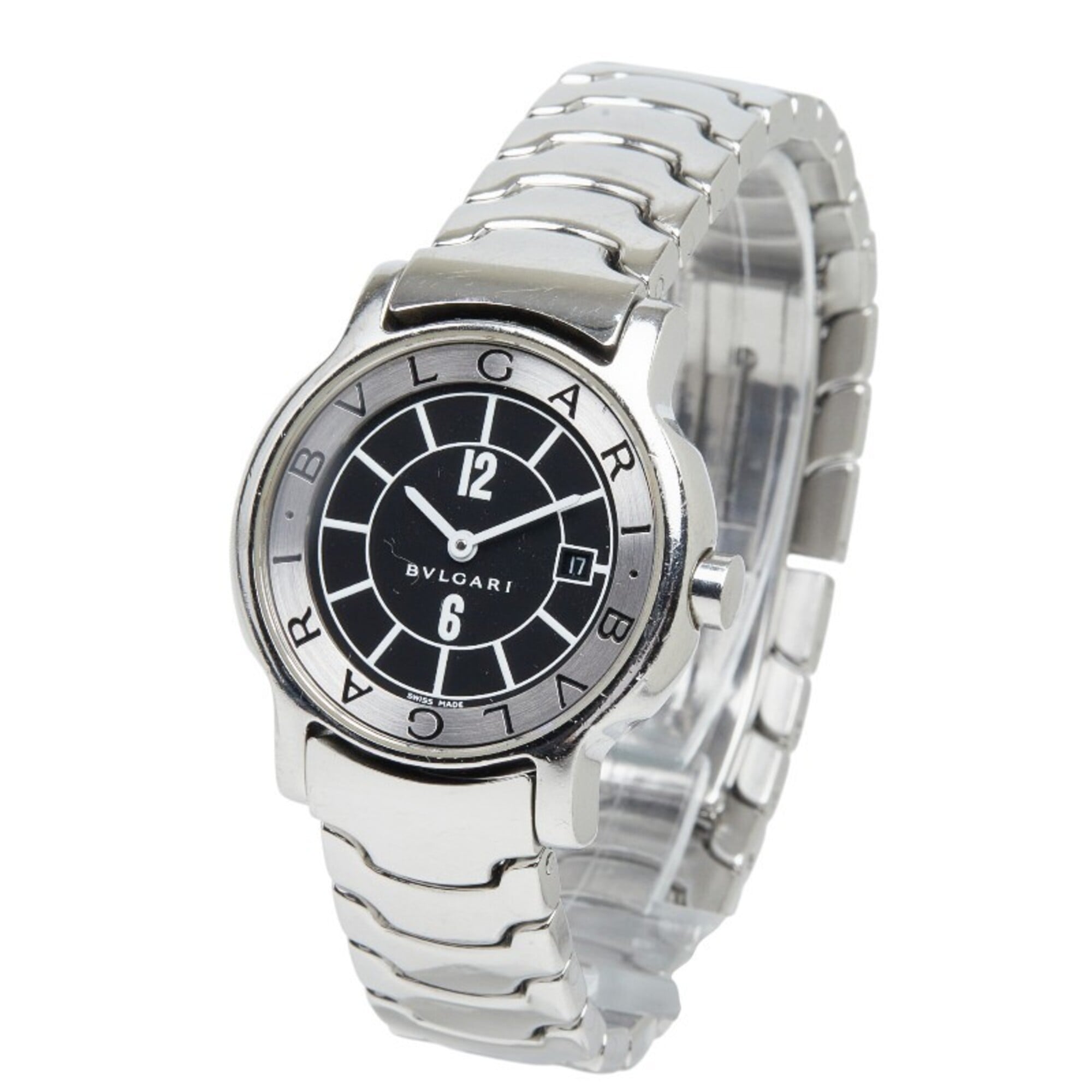 Bulgari Solotempo ST29S Quartz Watch, Black Dial, Stainless Steel, Women's, BVLGARI