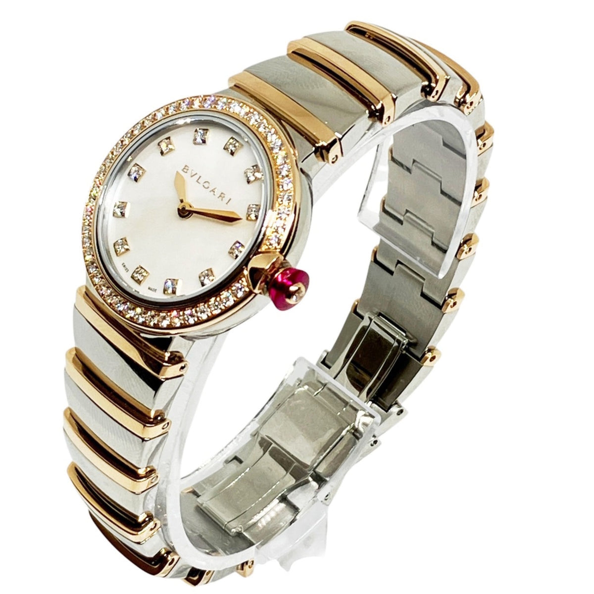 Bvlgari Lucea Tubogas horloge met witte wijzerplaat, 27 mm
