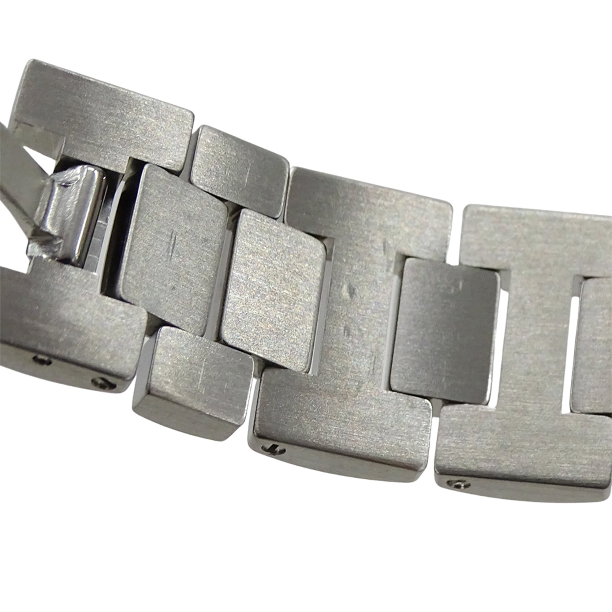 Cartier Pasha Chronograph automatisch herenhorloge, roestvrij staal (SS) W31030H3, zilverkleurig, met open achterkant.