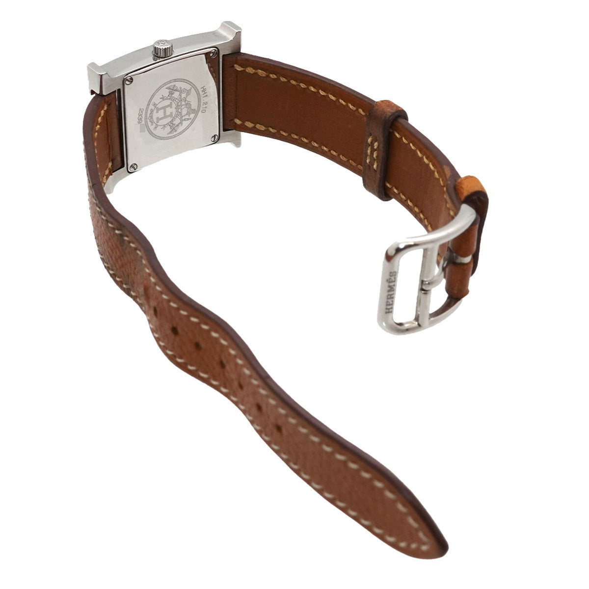 Hermes H-horloge met zilveren wijzerplaat, 21 mm