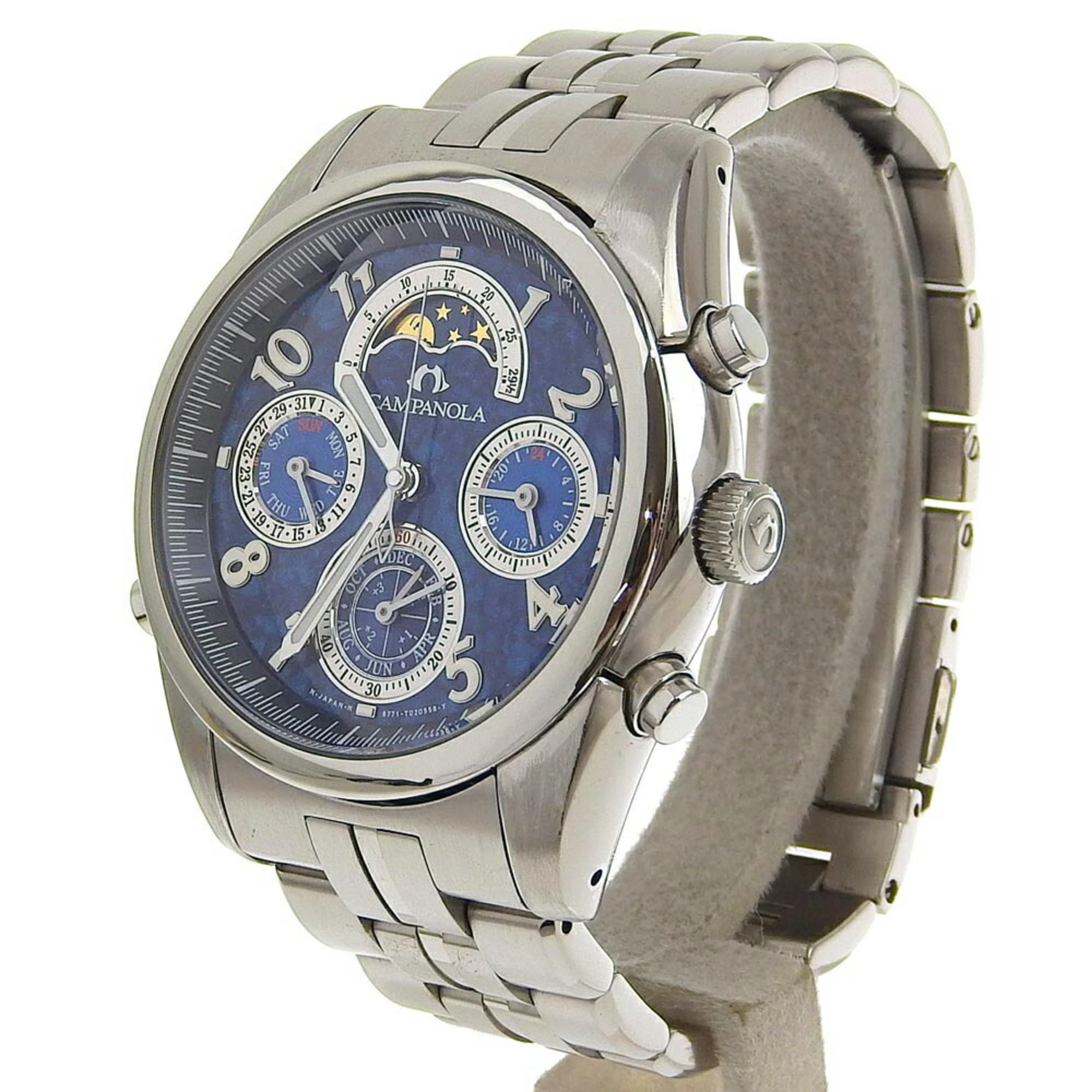 Citizen Campanola Watch Moon Face 6771-T010750-TA Stainless Steel Quartz Blue Dial Men's S111624325