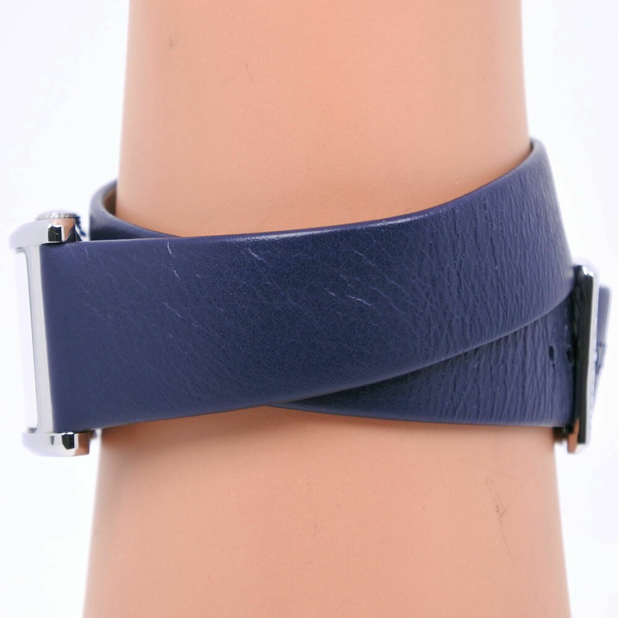 TIFFANY&Co.; Tiffany East West Mini 36668694 roestvrij staal x leer, marineblauw, kwarts, analoog display, dameshorloge