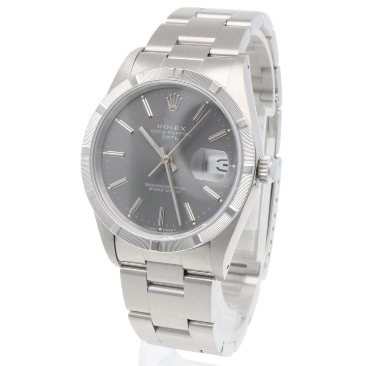 Rolex Datum Oyster Perpetual 15210, graues Zifferblatt, 34 mm Uhr