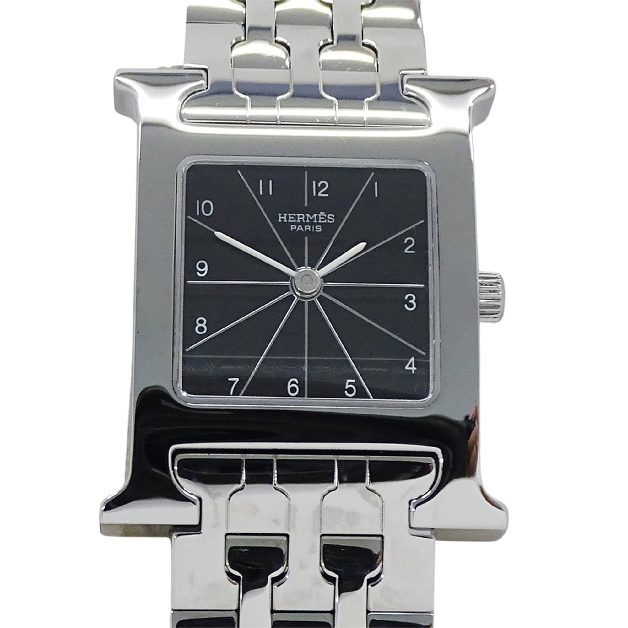 Hermes HERMES Women's Watch Brand H-Watch Quartz QZ Stainless Steel SS HH1.210 Silver Black OH