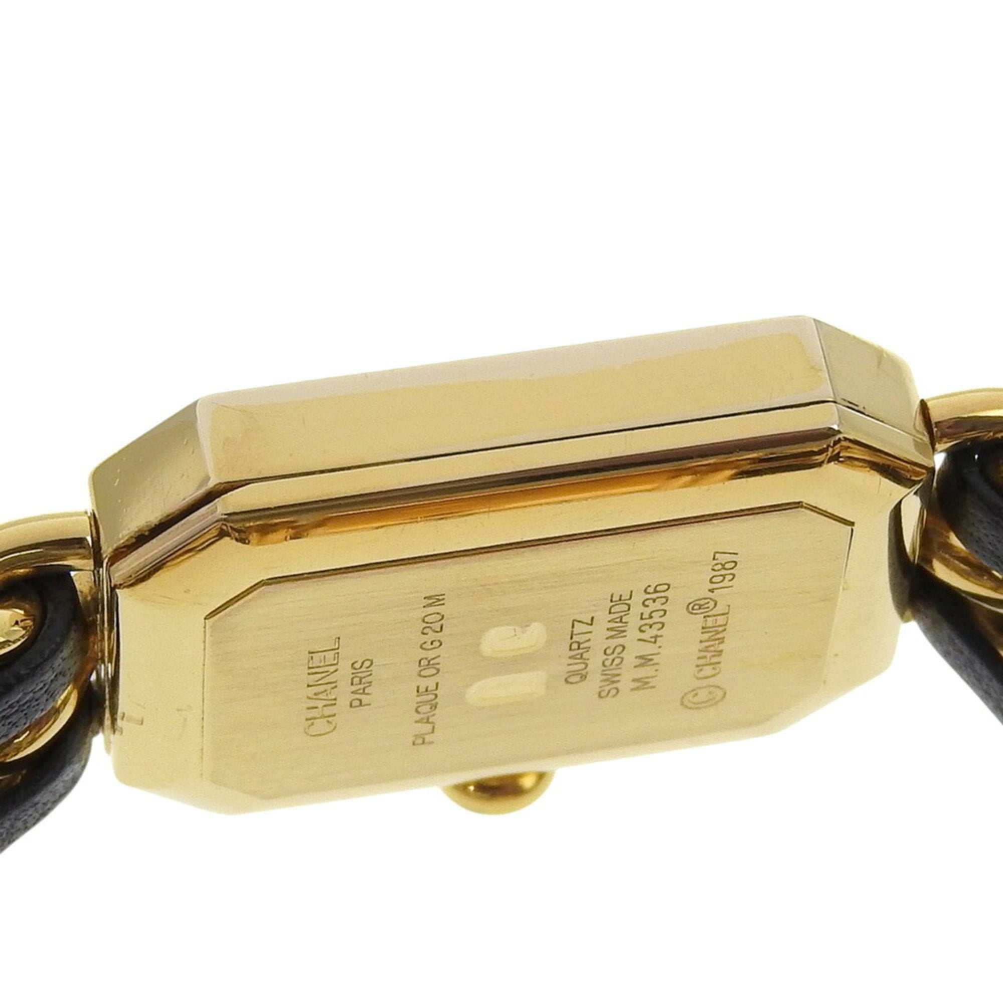 CHANEL Premiere S-horloge H0001, verguld leer, quartz uurwerk, analoge wijzerplaat, zwarte wijzerplaat, damesmodel