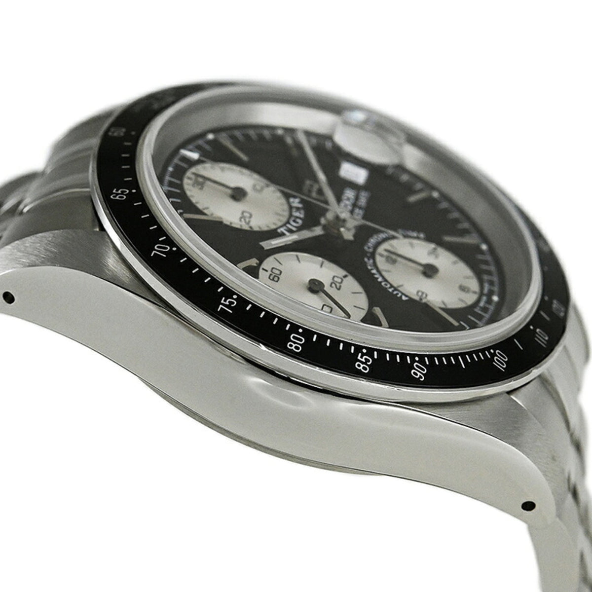 Tudor Prince Date Chronotime Tiger 79260 Black, Silver Dial 39mm Watch