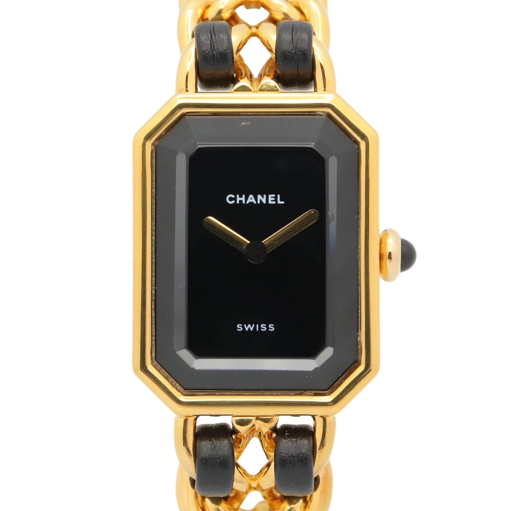 Chanel CHANEL PremiÃ¨re S Watch, Gold Plated (GP), Leather Strap, Women's, Black, H0001