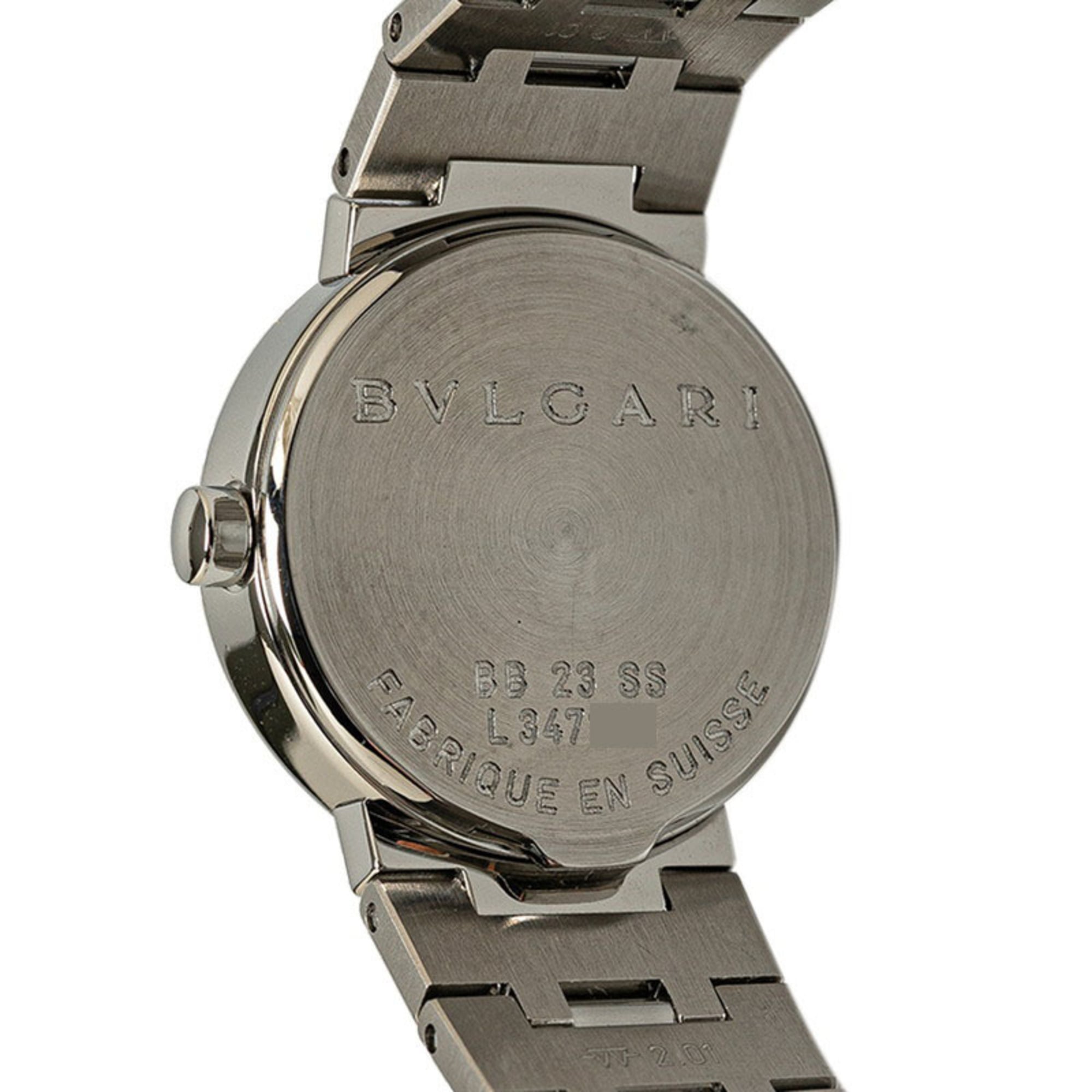 BVLGARI Uhr BB23SS Quarz Schwarz Zifferblatt, Edelstahl, Damenuhr