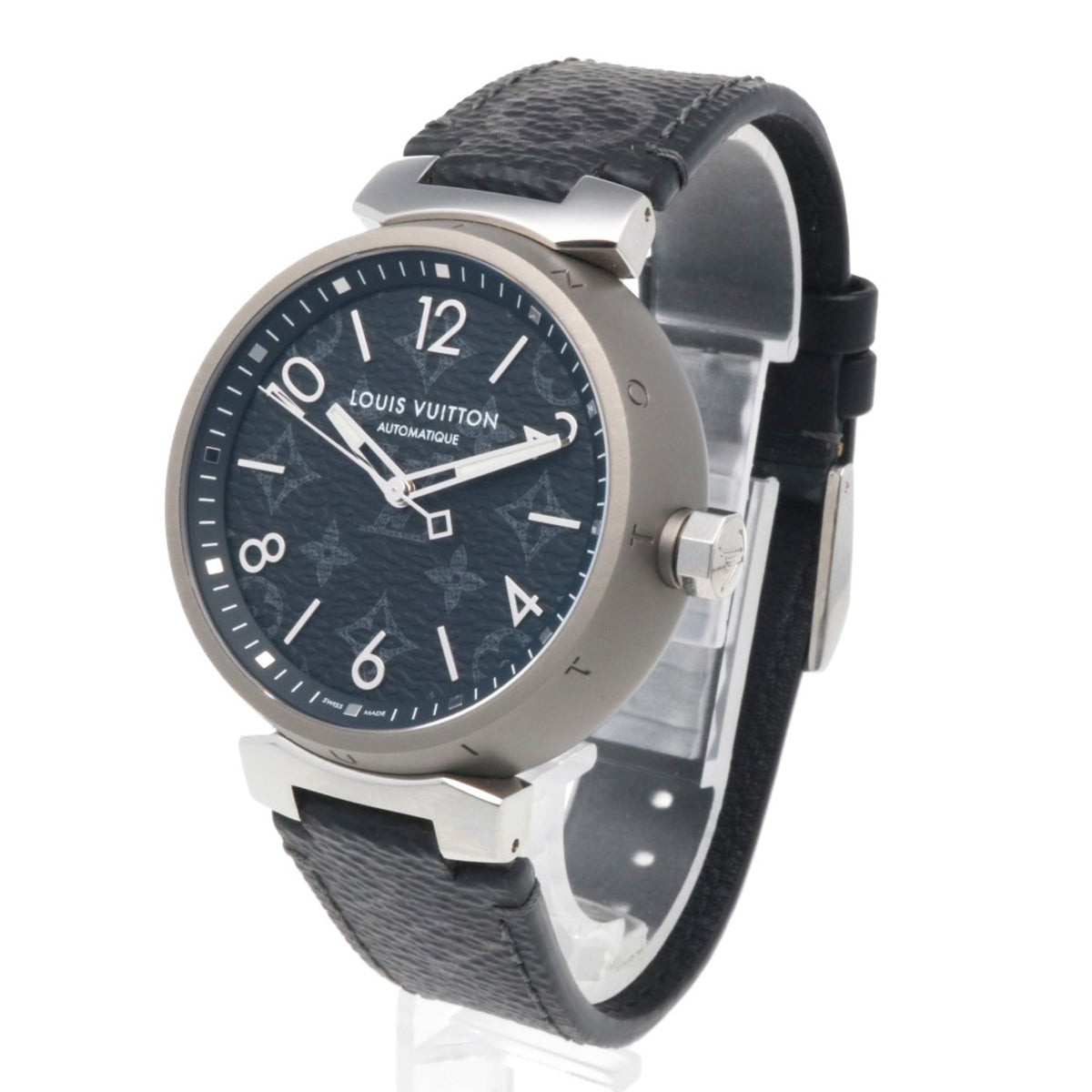 Louis Vuitton Tambour Monogram Eclipse QA140Z, graues Zifferblatt, 41 mm Uhr