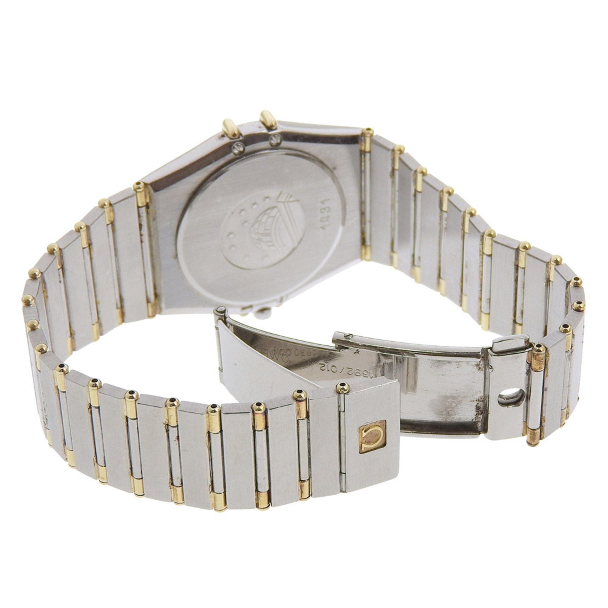 OMEGA Constellation Herrenuhr, Edelstahl mit Diamanten, QuarzUhrwerk, analoge Anzeige, Silber Zifferblatt