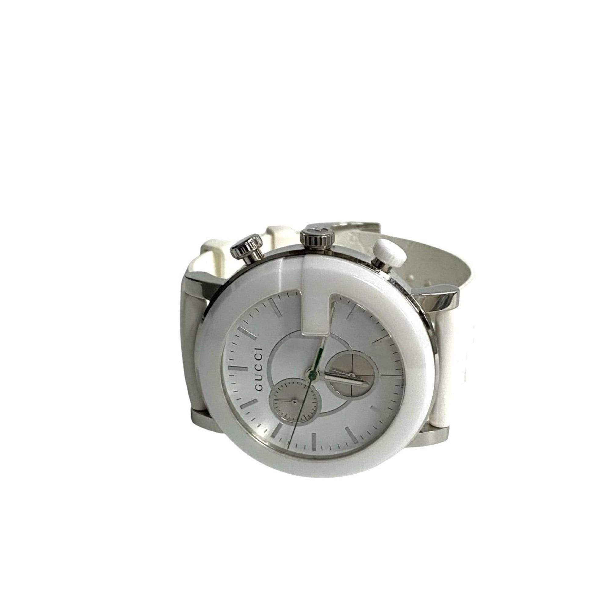 GUCCI G Chrono Quartz Stainless Steel Watch for Men, White and Silver,