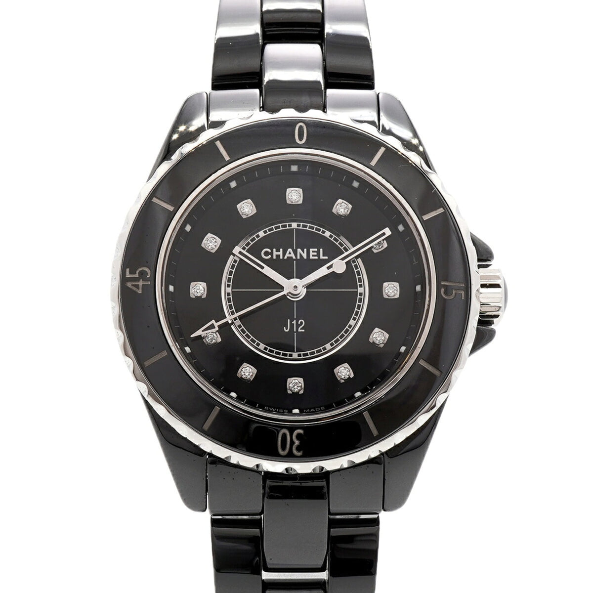 Chanel J12 12P Diamond H5701 Black Dial 33mm Watch