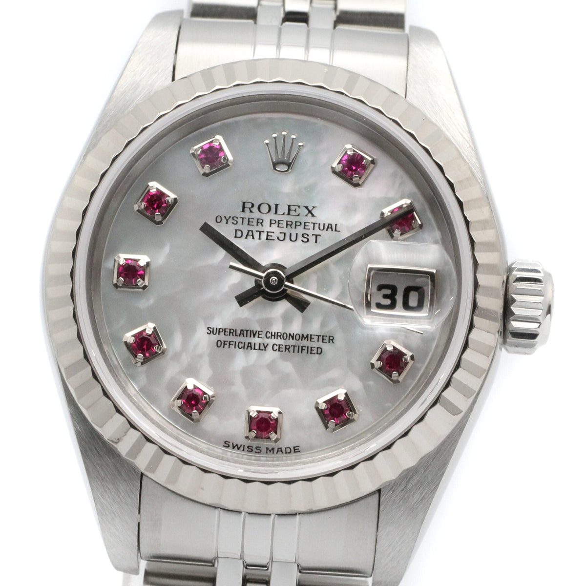 Rolex Datejust 10P Ruby 79174NGR White shell Dial 26mm Watch