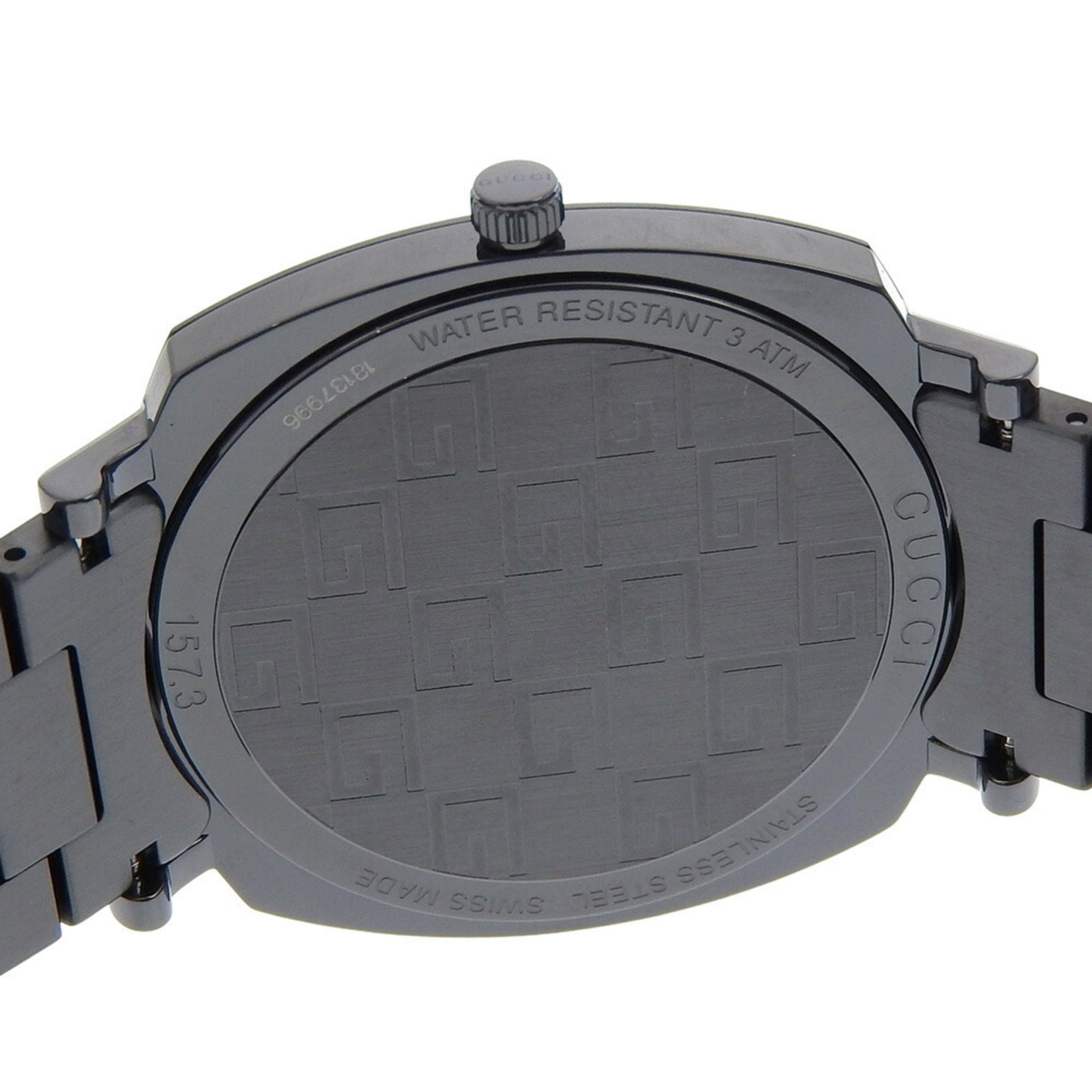 Gucci Grip Watch, 157.3 Stainless Steel, Black Quartz Movement, Analog Display, Dial, Men's