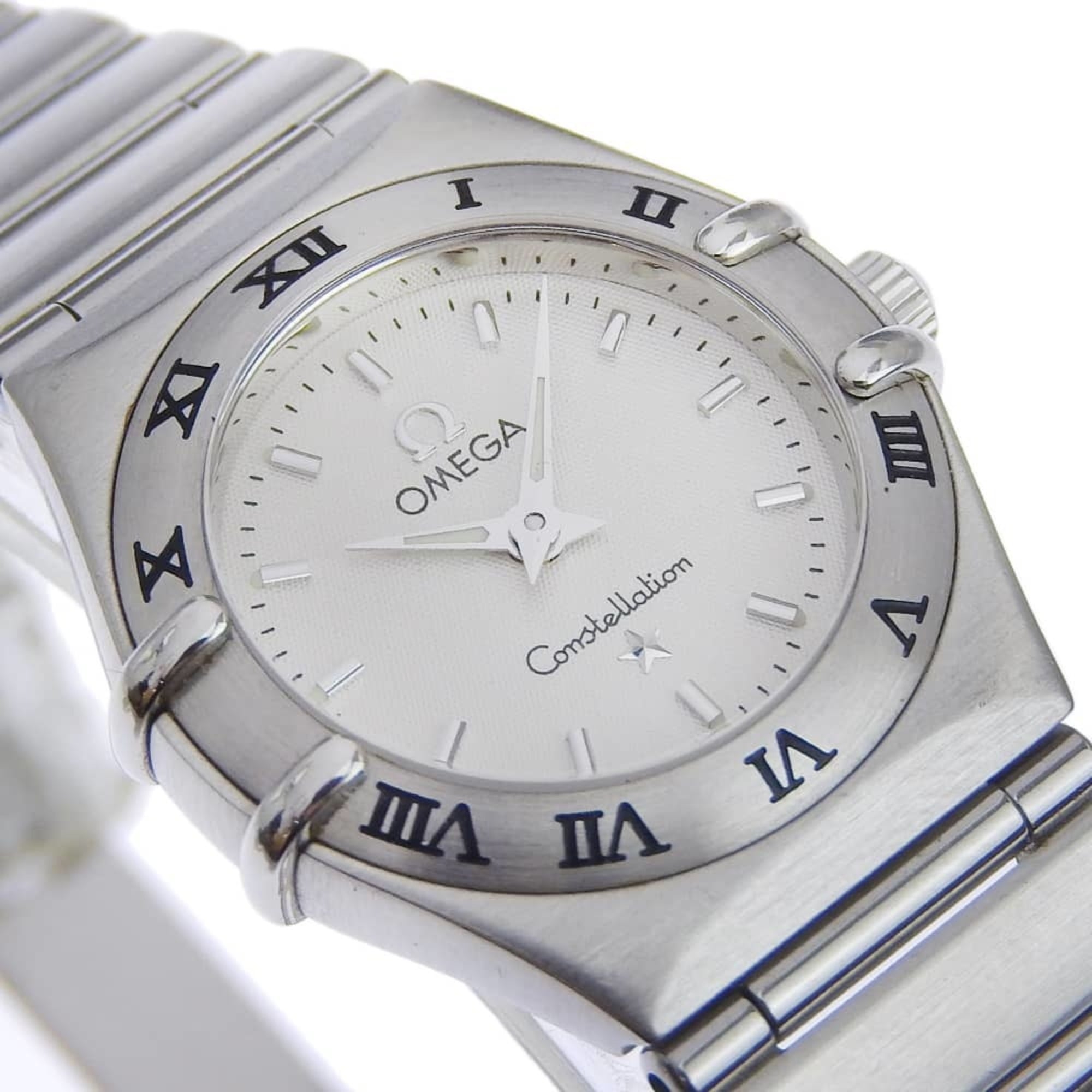Omega Constellation Mini Uhr 1562.30 Edelstahl 1998 Quarz Analog Weiß Zifferblatt Damenuhr