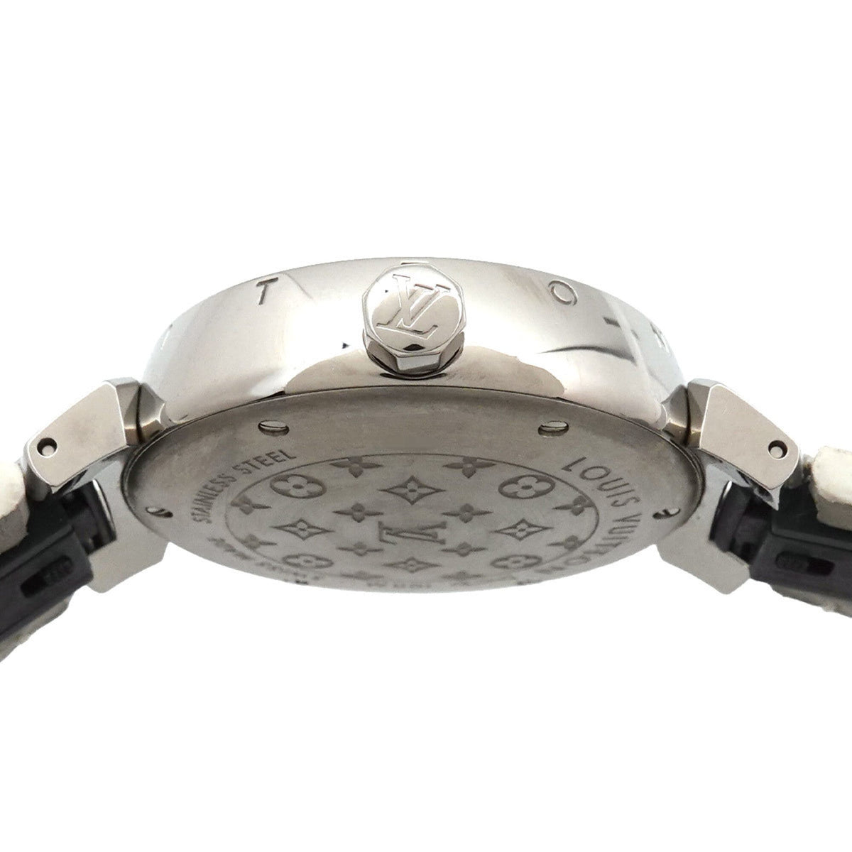 Louis Vuitton Tambour MM Monogram wit QA116 horloge met witte wijzerplaat, 34 mm