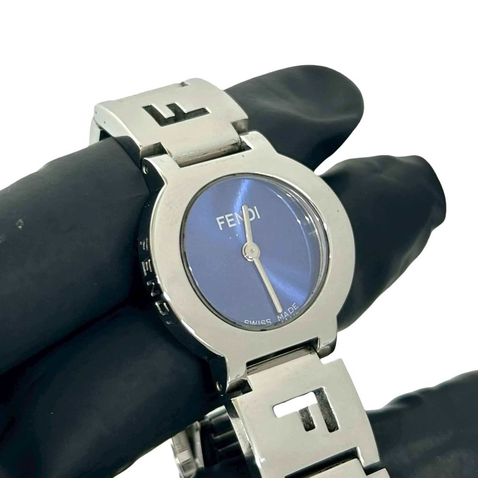 FENDI 3050L Logo Stainless Steel Quartz Wrist Silver 31132