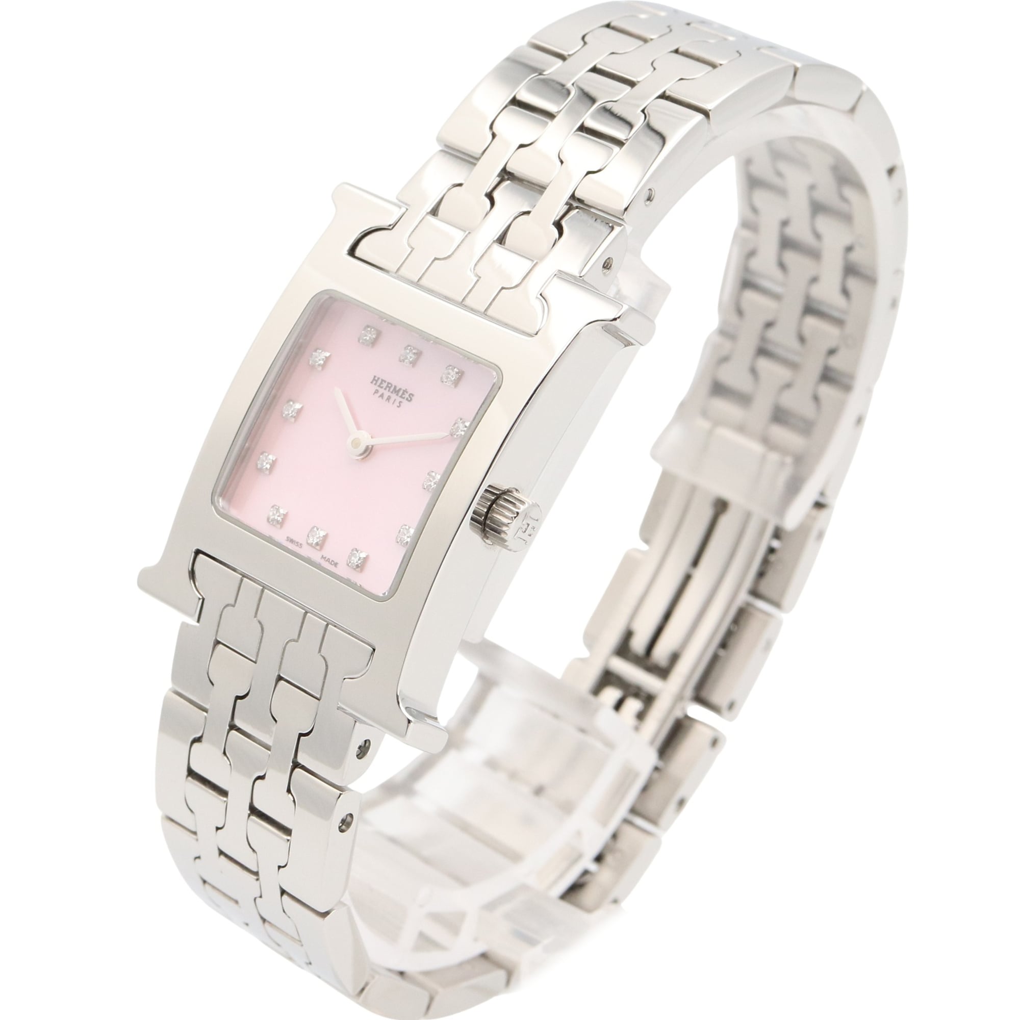 Hermes H-Watch, HH1.210 Pink Dial Stainless steel 21mm Watch