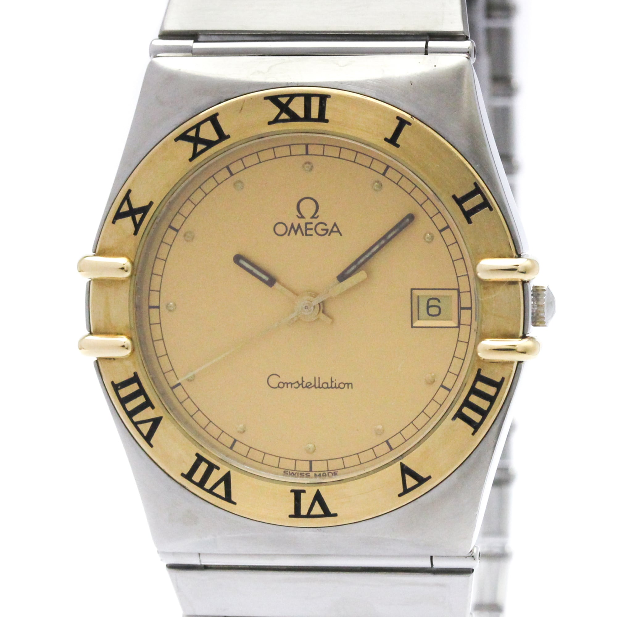 OMEGA Constellation 18K Gold Steel Quartz Mens Watch 396.1070 Polished