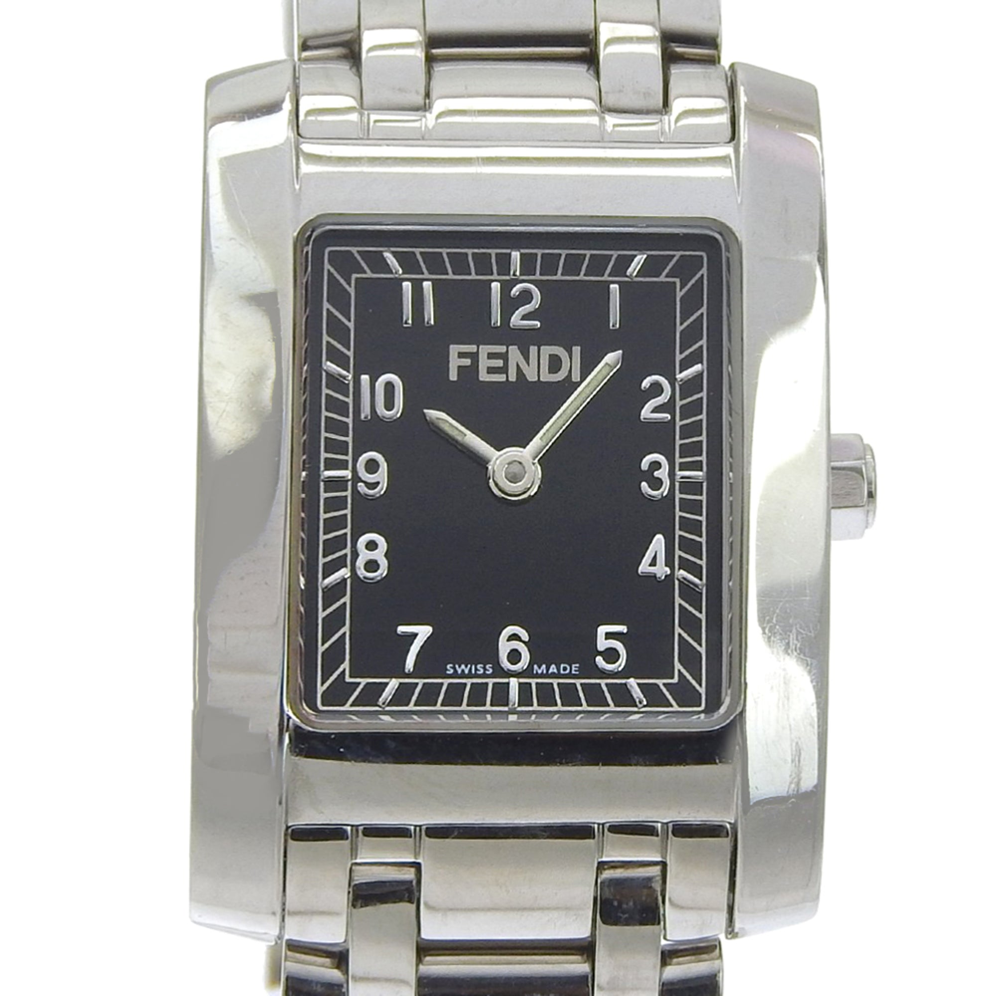 Fendi Olologi 7000L Stainless Steel Quartz Analog Watch with Black Dial - Women's