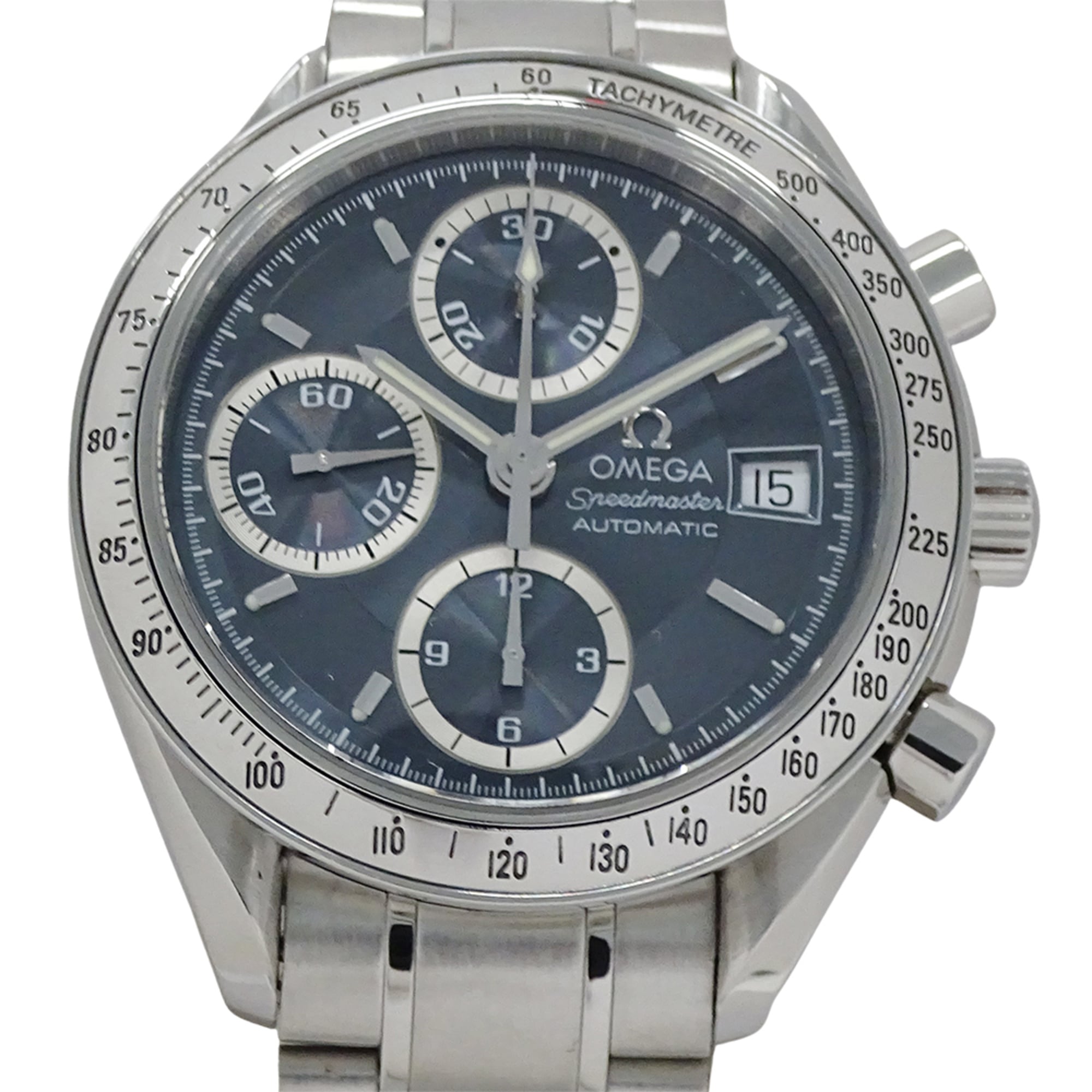 Omega Speedmaster 3513.46 Men's Watch, Brand Name, Date, Chronograph, Automatic, Stainless Steel (SS), Silver/Blue-Gray, Polished